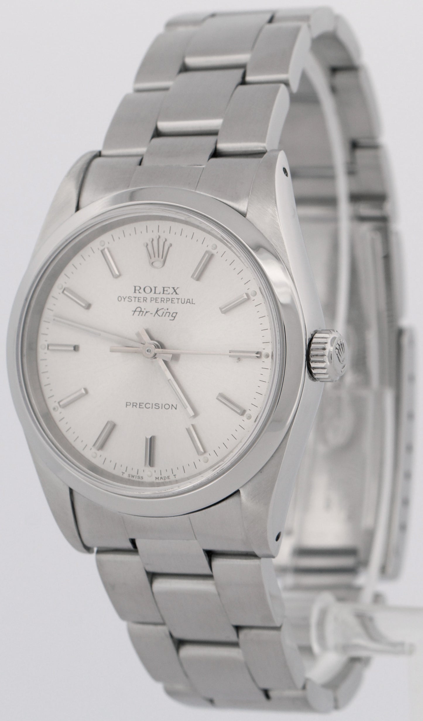 1990 Rolex Oyster Perpetual Air-King SILVER 34mm Stainless Stainless Watch 14000