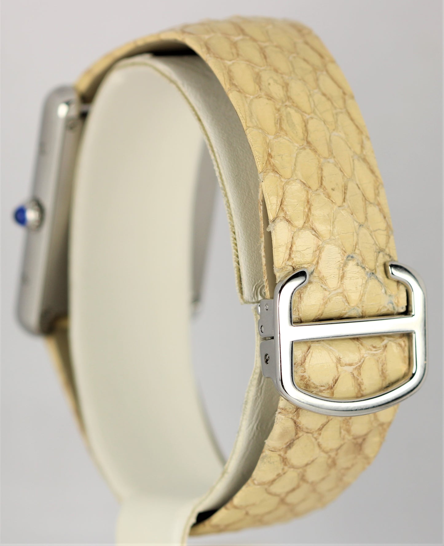 Cartier Tank Solo Stainless Steel Snake Dial 27mmX35mm Leather Strap 3169 Watch