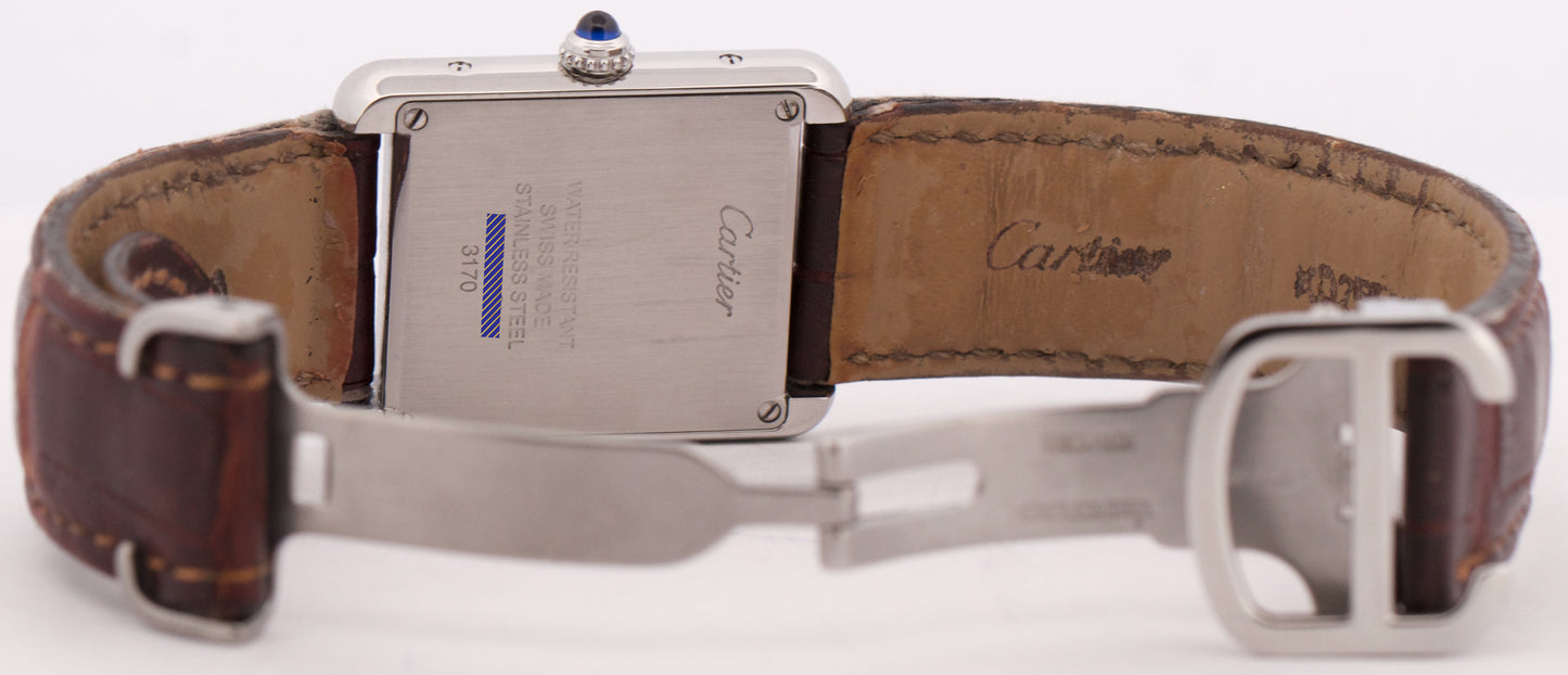 Ladies Cartier Tank Solo Small Steel 31mm x 23mm Quartz Leather 3170 / W5200005