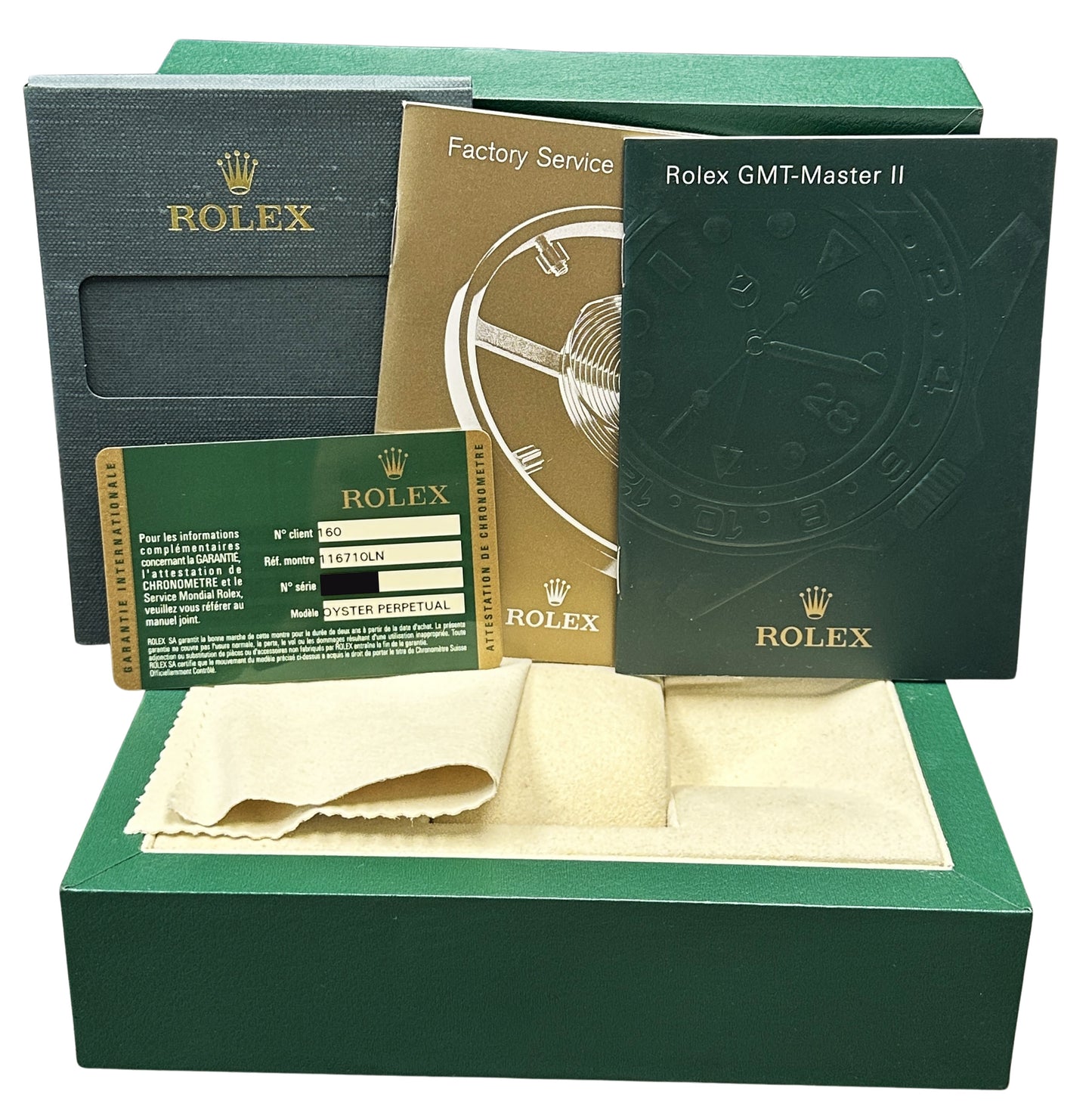 2010 PAPERS Rolex GMT-Master II Steel Black 40mm Ceramic 116710LN Watch BOX