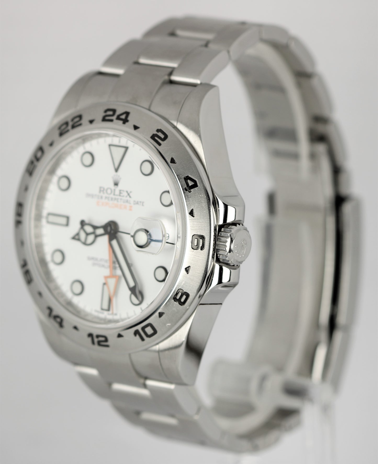 Rolex Explorer II Date Stainless Steel ORANGE Polar White 42mm 216570 Watch