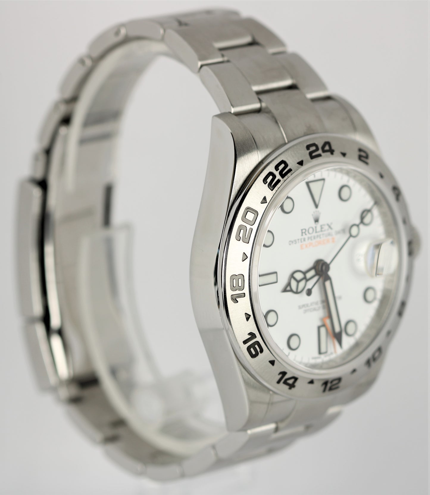 Rolex Explorer II Date Stainless Steel ORANGE Polar White 42mm 216570 Watch