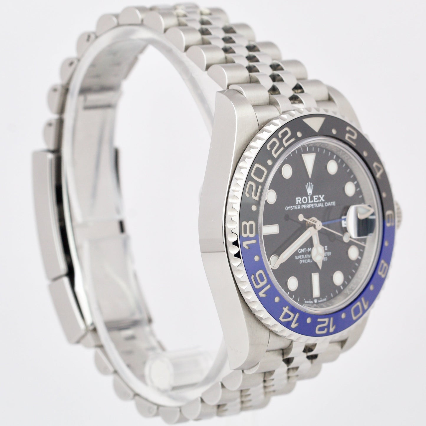 PAPERS Rolex GMT-Master II BATGIRL Blue Steel 40mm JUBILEE 126710 BLNR B+P