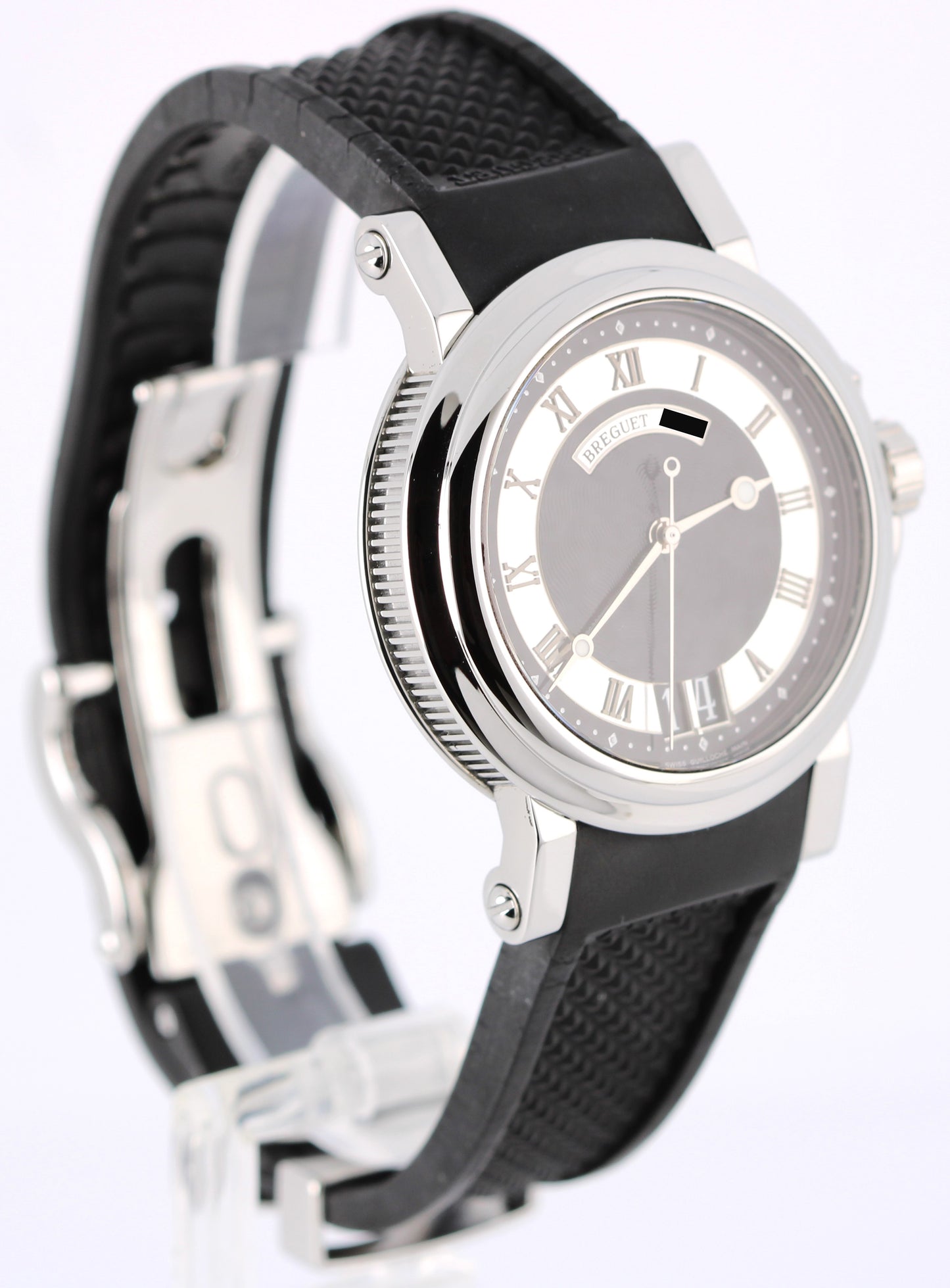 Breguet Horloger de la Marine Big Date Steel Black Roman 39mm 5817 Rubber Watch