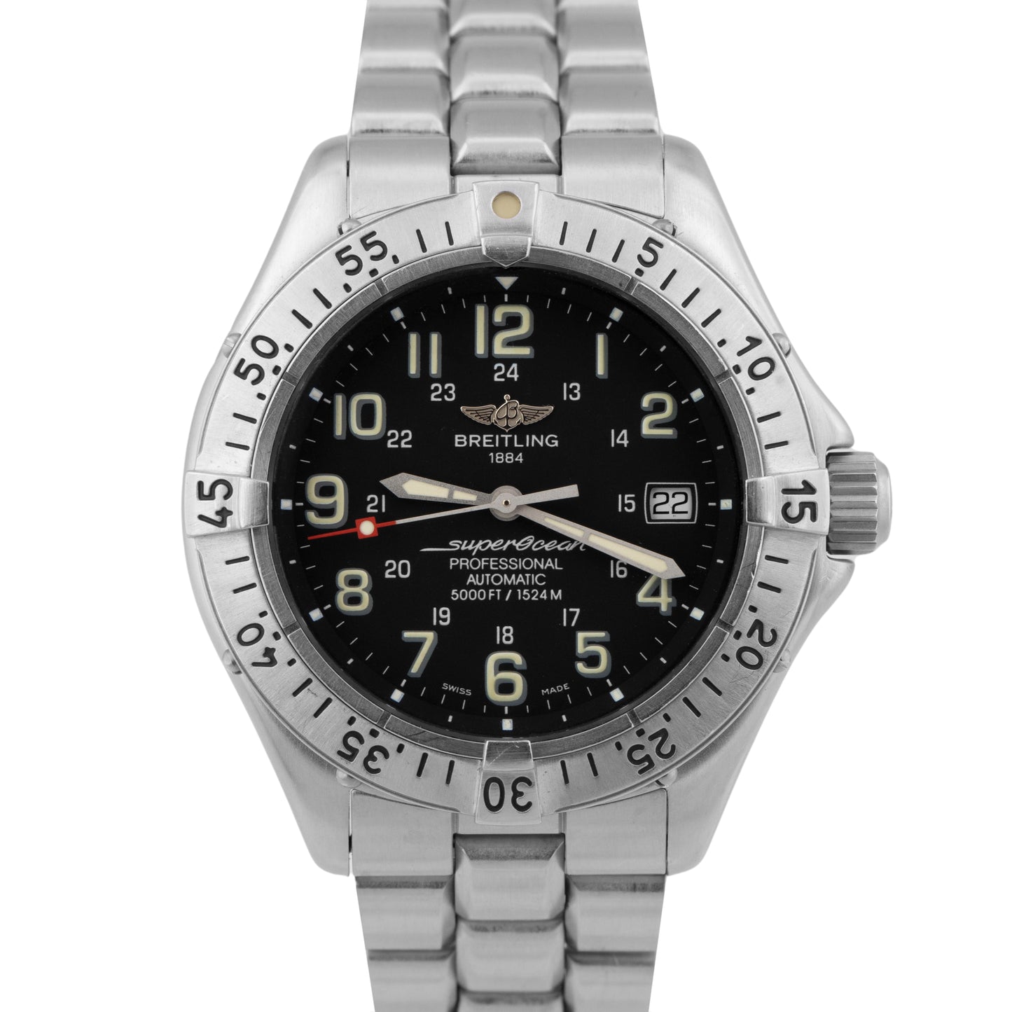 Breitling Superocean Professional Stainless Steel 41mm Black Date Watch A17045