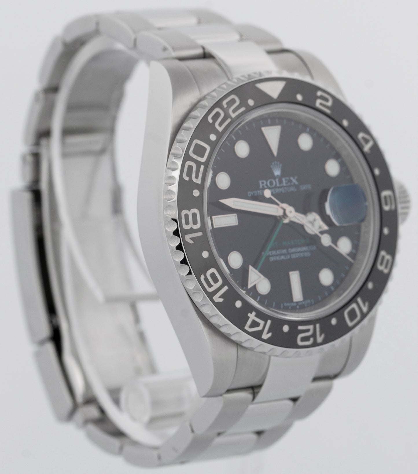 PAPERS Rolex GMT-Master II BLACK Green Stainless Steel Watch 40mm 116710 LN BOX