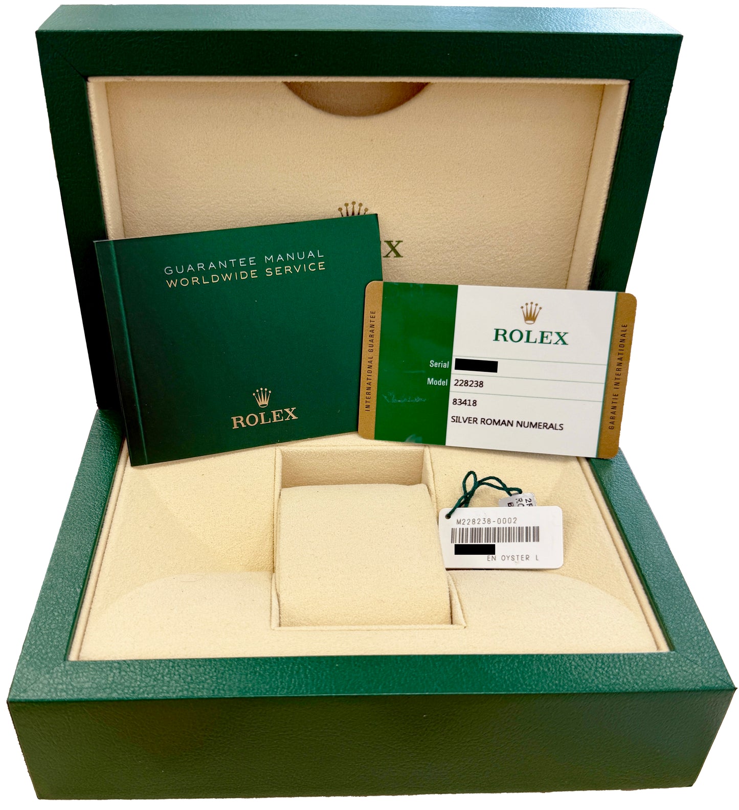 MINT PAPERS Rolex Day-Date President 40mm Silver Roman 18K Gold Watch 228238 BOX