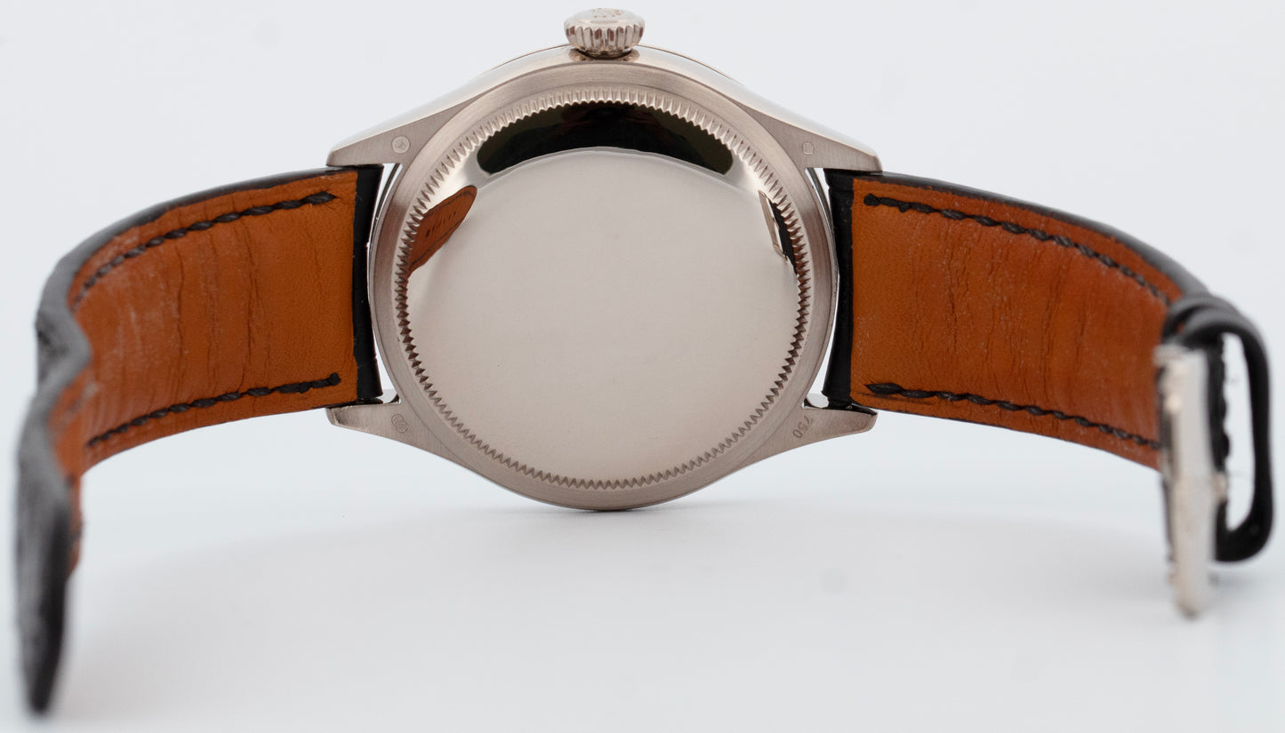 MINT Rolex Cellini White Leather 18K White Gold 39mm Automatic Watch 50509