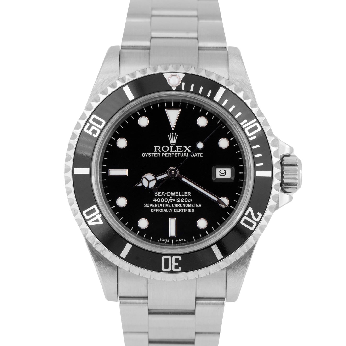 UNPOLISHED Rolex Sea-Dweller NO-HOLES 40mm Black Stainless Steel Watch 16600