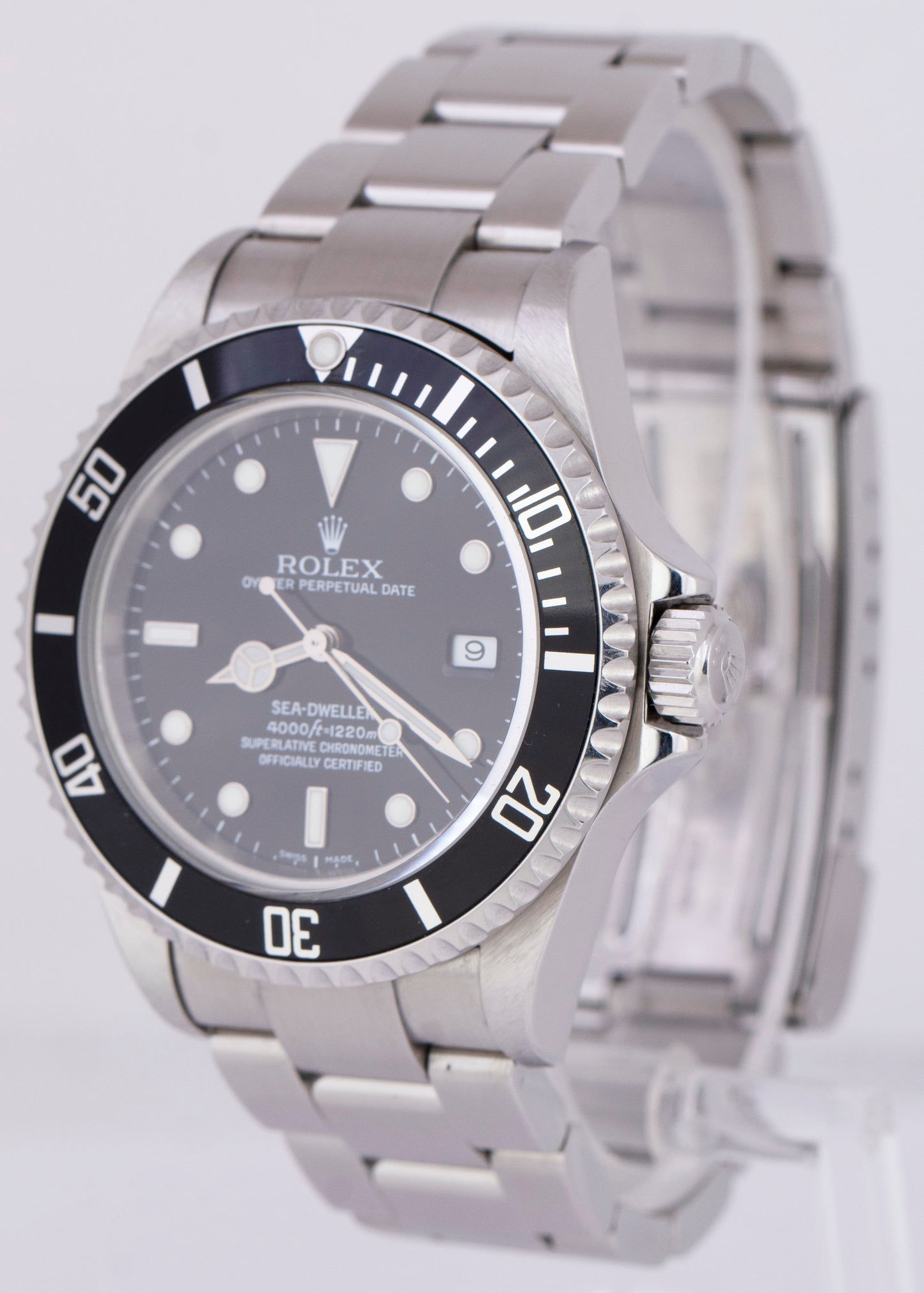 UNPOLISHED Rolex Sea-Dweller NO-HOLES 40mm Black Stainless Steel Watch 16600