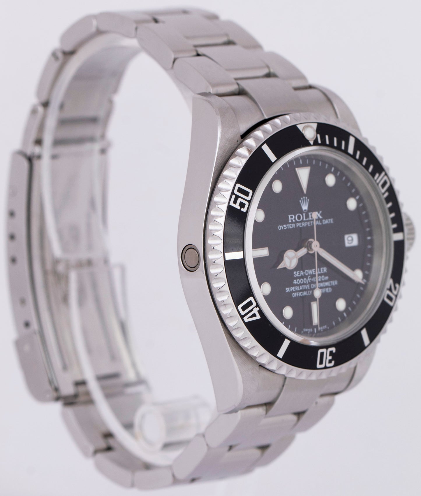 UNPOLISHED Rolex Sea-Dweller NO-HOLES 40mm Black Stainless Steel Watch 16600