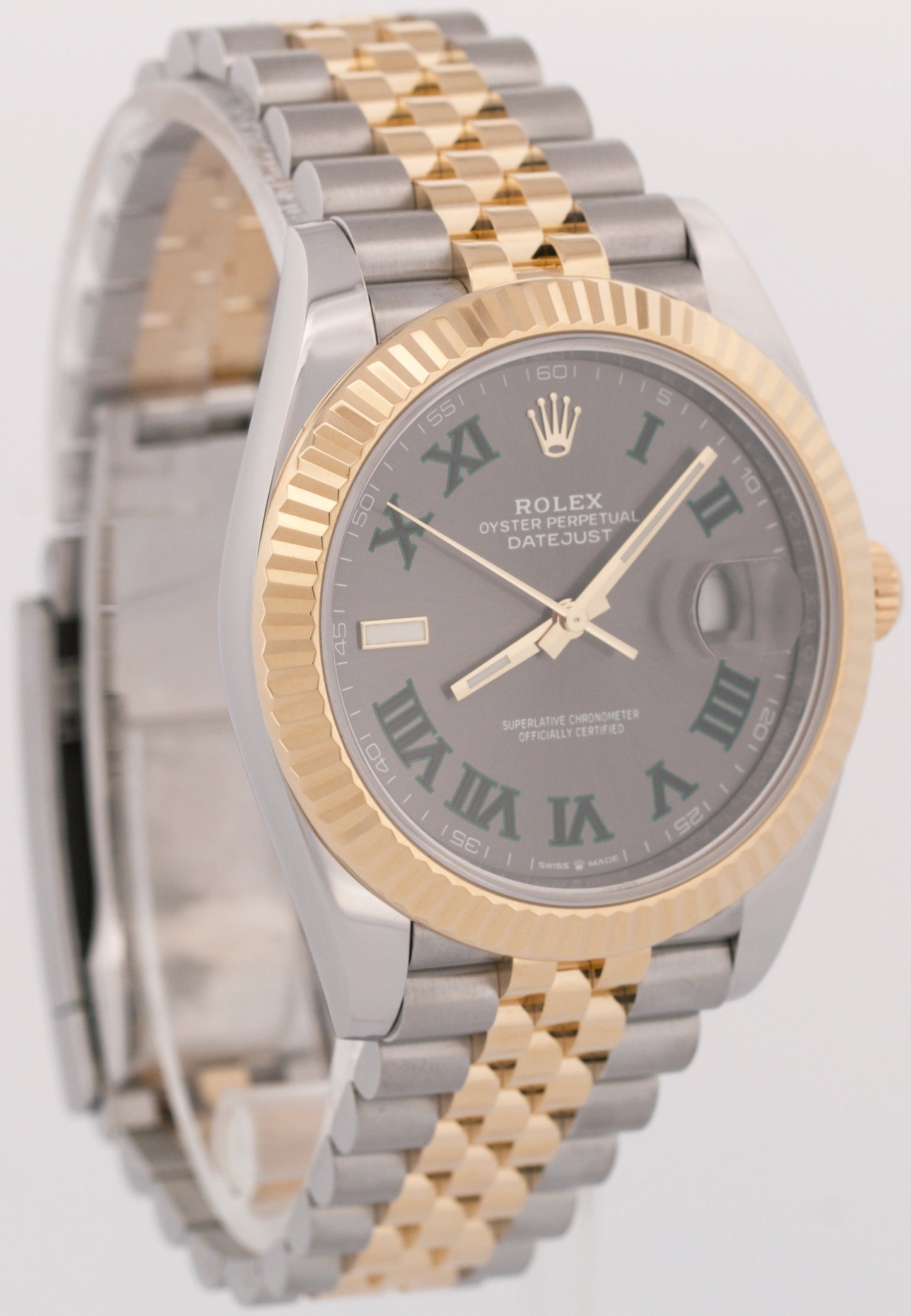 MINT PAPERS Rolex DateJust 41mm WIMBLEDON 18K Gold JUBILEE Fluted 126333 BOX