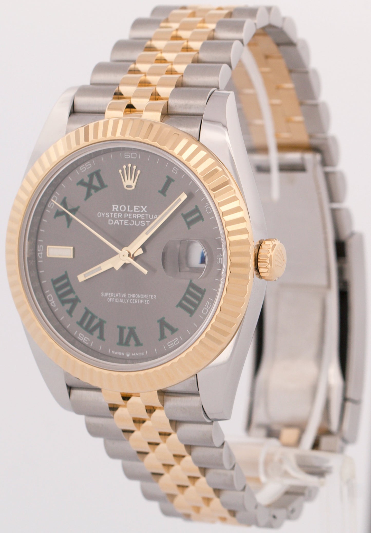 MINT PAPERS Rolex DateJust 41mm WIMBLEDON 18K Gold JUBILEE Fluted 126333 BOX