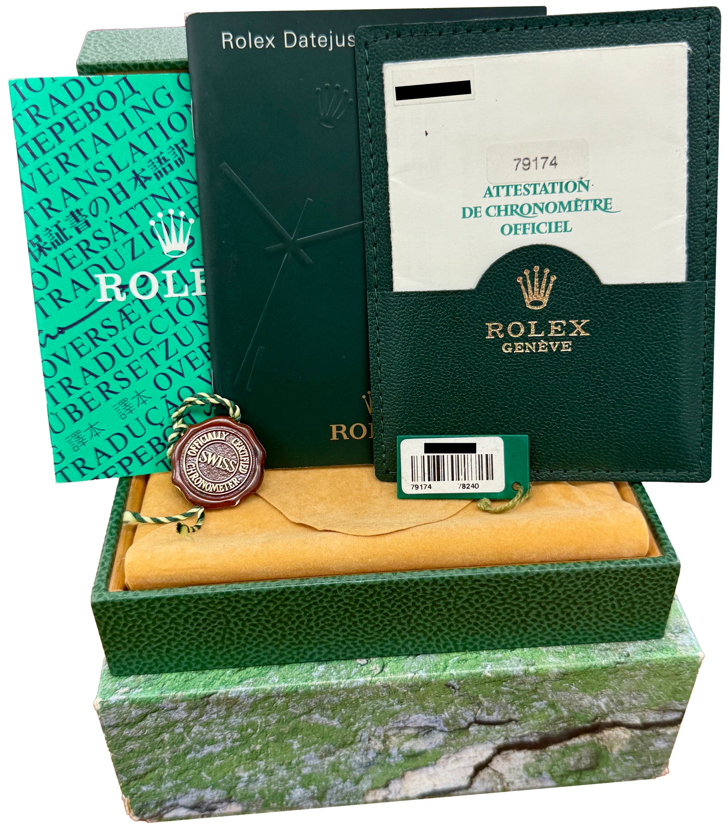 NOS STICKERED PAPERS Ladies Rolex DateJust 26mm SODALITE Dial Watch 79174 BOX