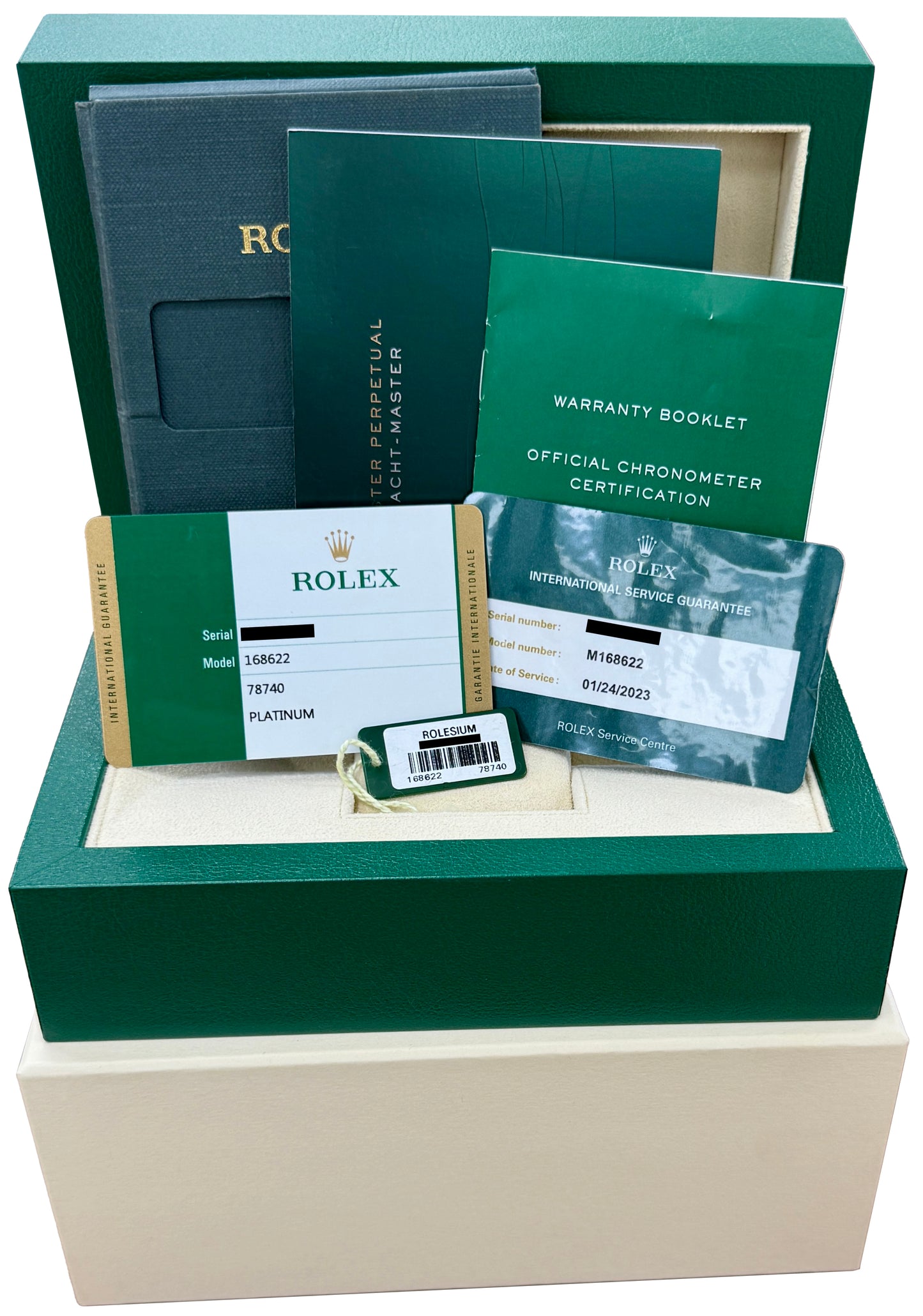 2014 PAPERS Rolex Yacht-Master Mid-Size Platinum Steel 35mm Watch 168622 BOX