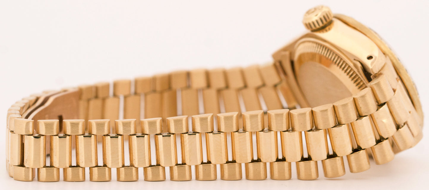 VINTAGE Ladies Rolex DateJust President CHAMPAGNE DIAMOND 26mm 18K Gold 6917