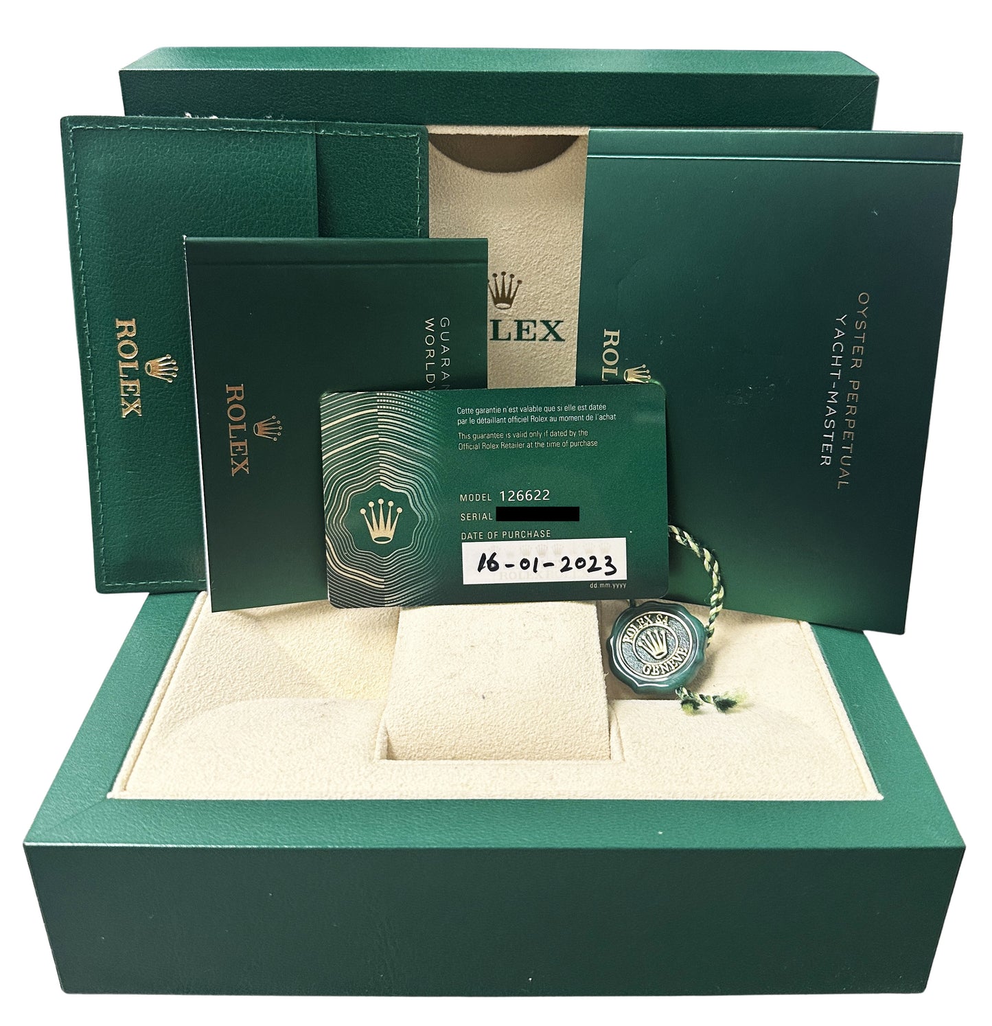 2023 PAPERS Rolex Yacht-Master Steel Platinum Rhodium 40mm 126622 Watch BOX
