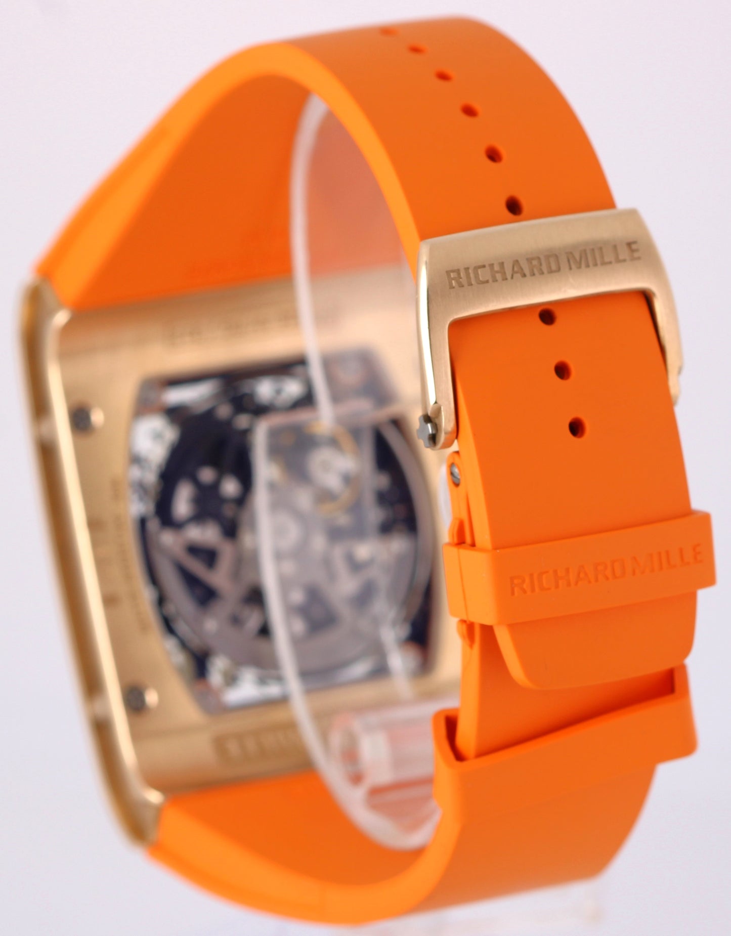 Richard Mille RM016 Extra Flat 18k Rose Gold Skeleton 38x49 Orange Rubber Watch