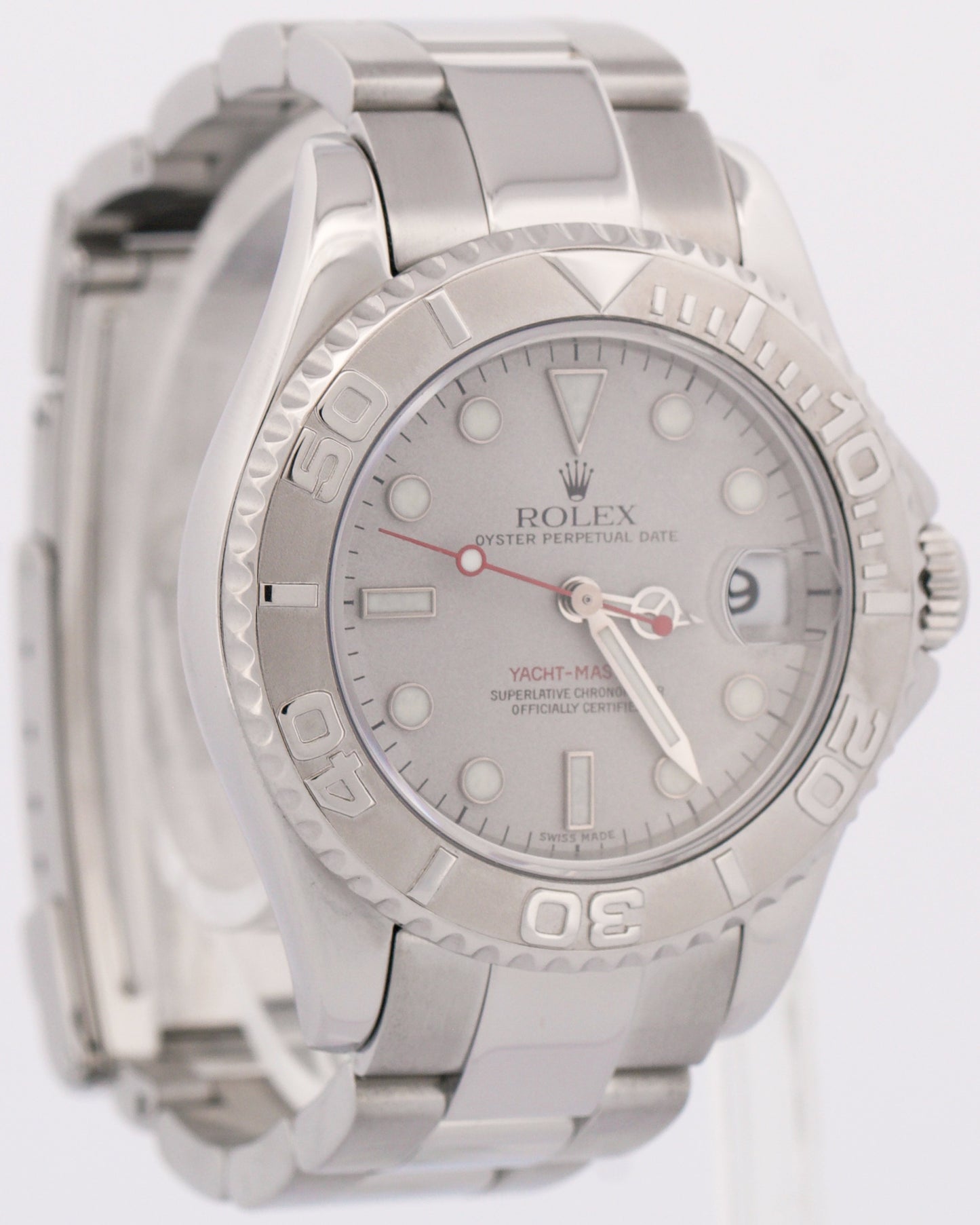 Rolex Yacht-Master Mid-Size PLATINUM Stainless Steel 35mm Oyster Watch 168622