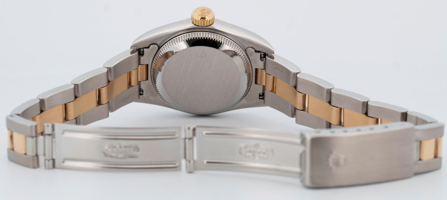 PAPERS Rolex Oyster Perpetual 24mm Two-Tone Champagne 18K Gold Watch 67243 BOX