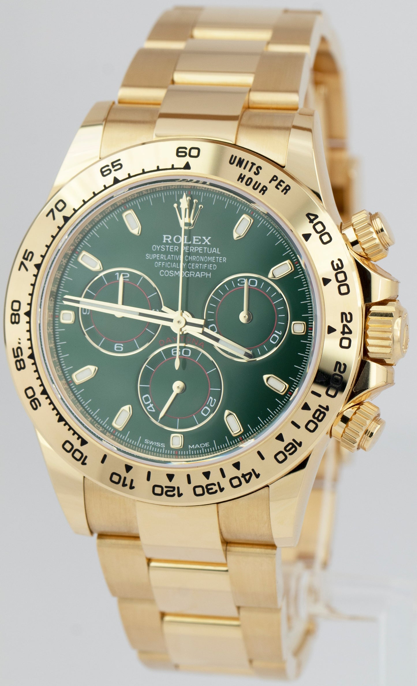 NEW Rolex Daytona CARD GREEN DIAL 40mm Yellow Gold Chronograph Watch 116508 BOX