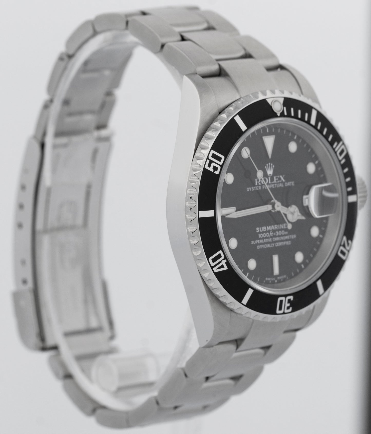 PAPERS Rolex Submariner Date NO-HOLES 16610 T Black Stainless 40mm Watch BOX