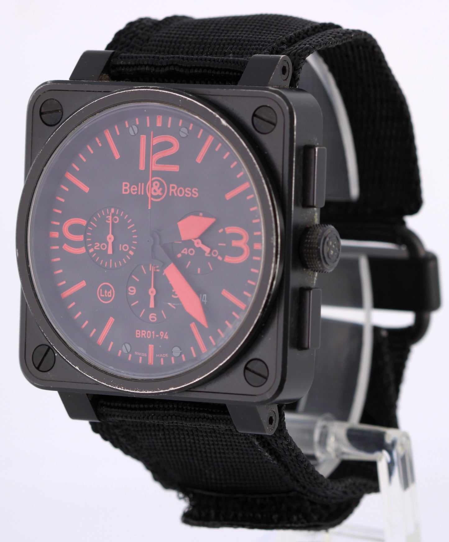 Bell & Ross PAPERS BR 01-94 Red Chronograph Aviation Steel 46mm Watch BOX