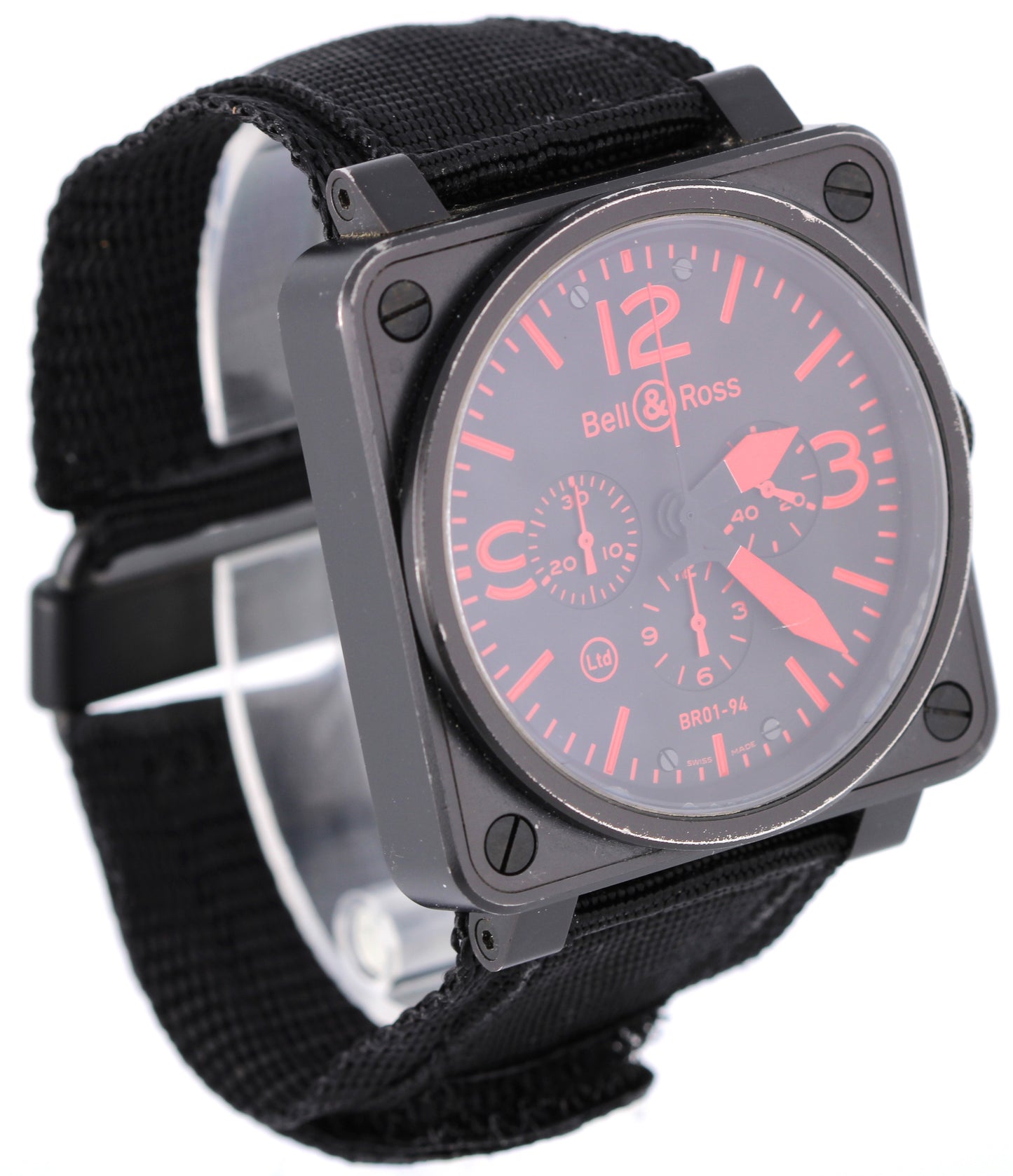 Bell & Ross PAPERS BR 01-94 Red Chronograph Aviation Steel 46mm Watch BOX
