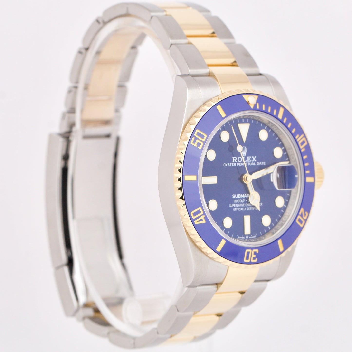 MINT 2022 Rolex Submariner Date 41mm Blue Two-Tone 18K Yellow Gold 126613 LB BOX