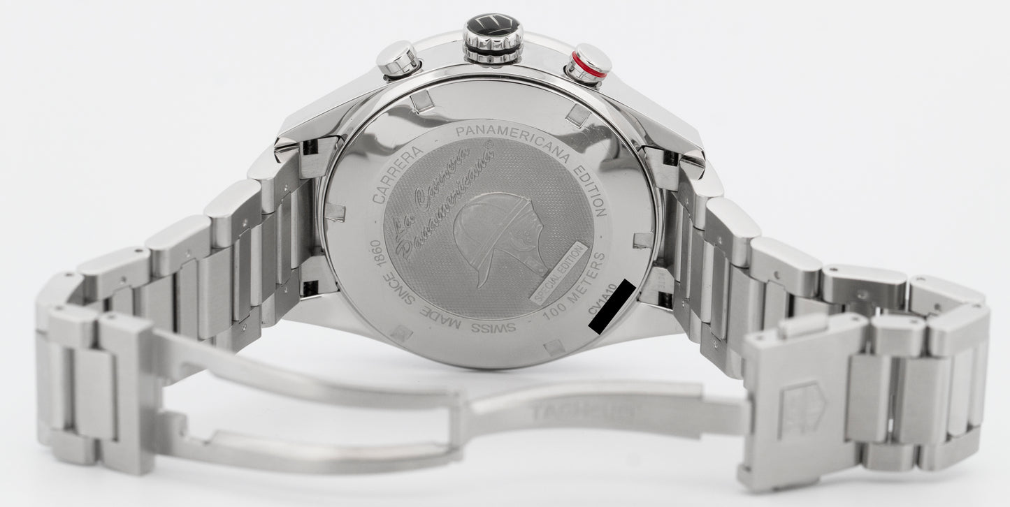 Tag Heuer Carrera Chronograph Black 43mm PANAMERICANA Steel CV1A10.BA0799 BOX