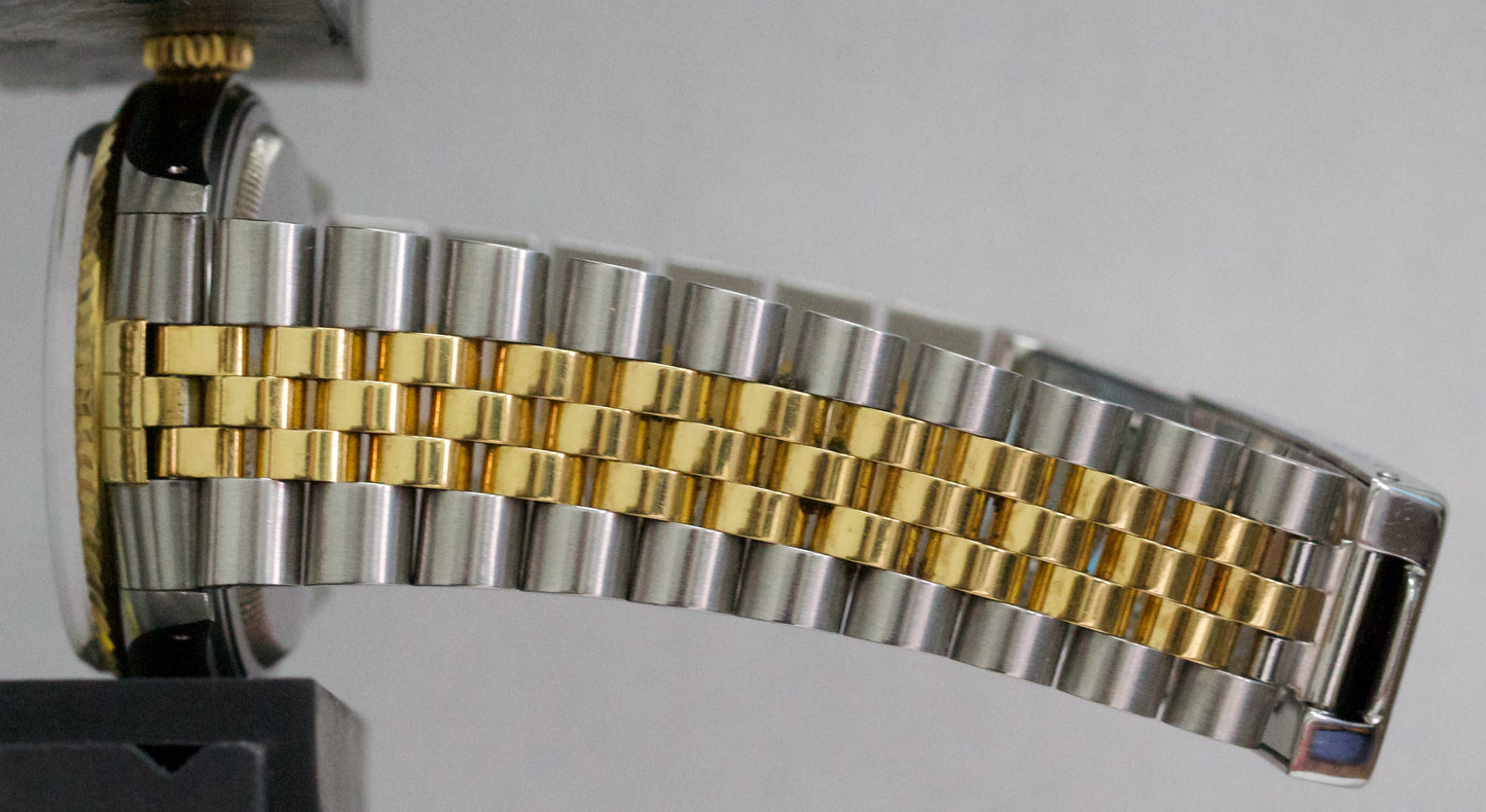 UNPOLISHED Rolex DateJust 36mm RHODIUM DIAMOND COMPUTER 18K Steel JUBILEE 16013