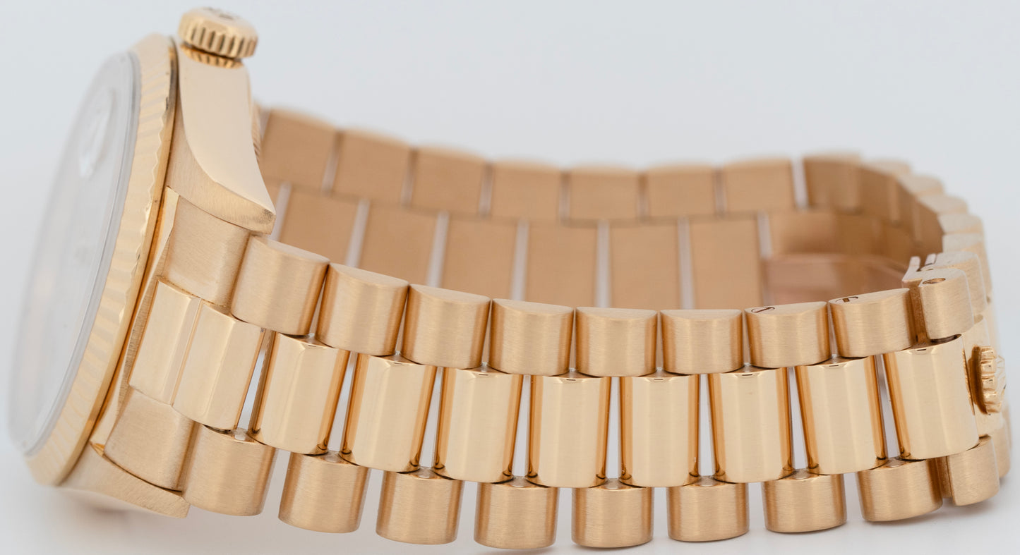 PAPERS Rolex Day-Date President 36mm Ivory Pyramid Yellow Gold Watch 18238 BOX