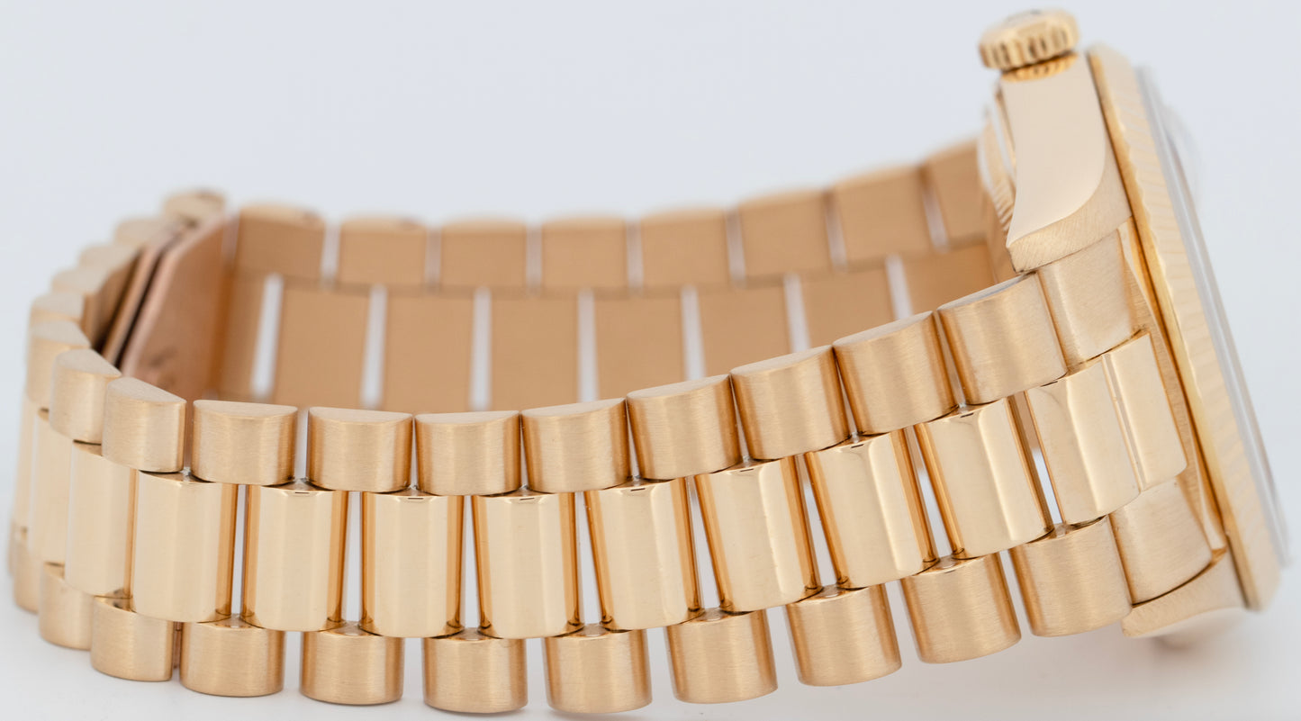 PAPERS Rolex Day-Date President 36mm Ivory Pyramid Yellow Gold Watch 18238 BOX