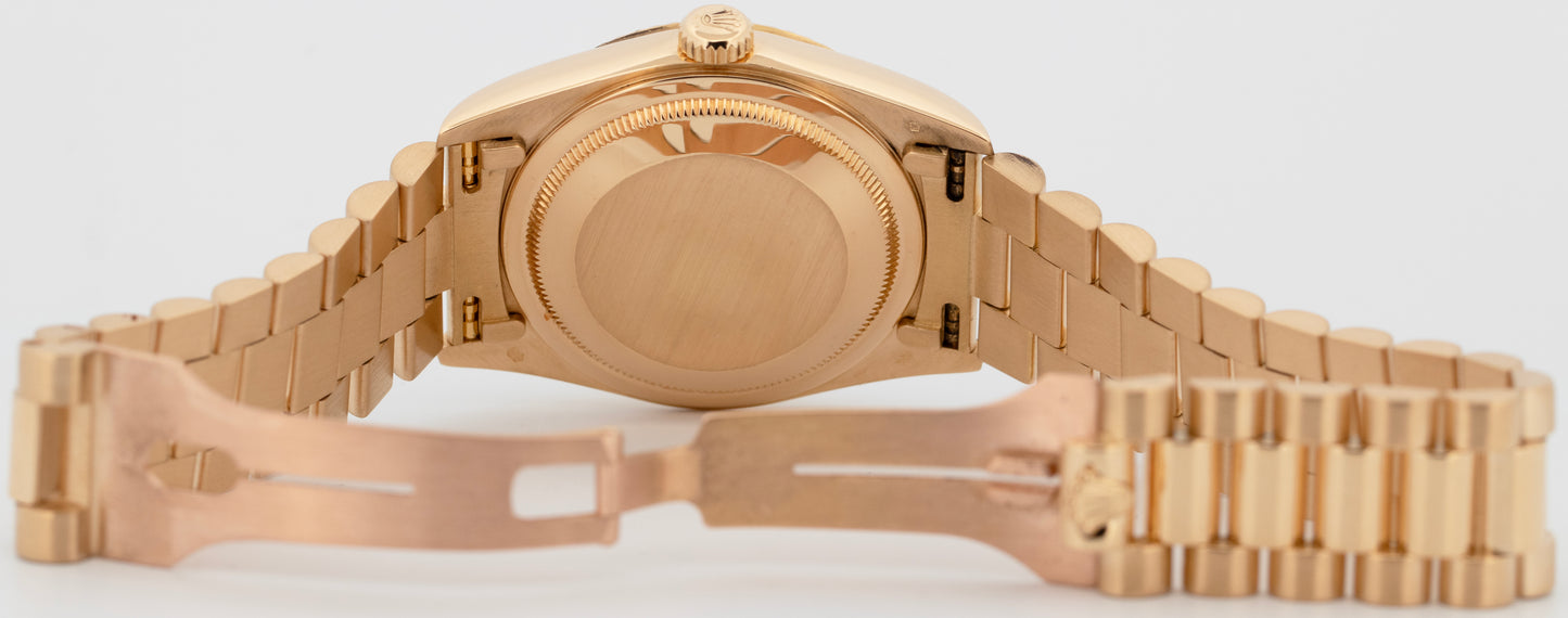 PAPERS Rolex Day-Date President 36mm Ivory Pyramid Yellow Gold Watch 18238 BOX