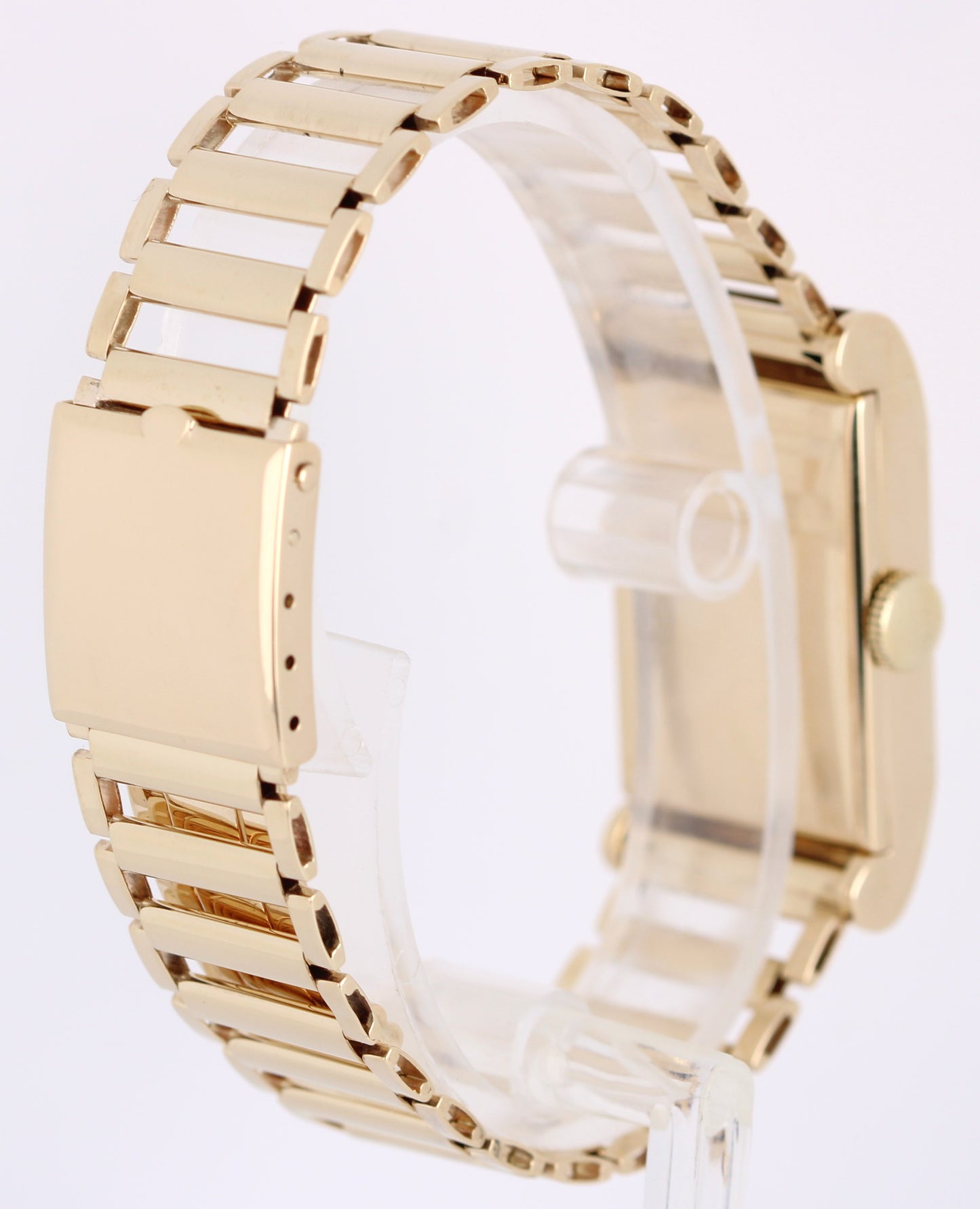 VINTAGE Tiffany & Co 14k Yellow Gold 49.3gr Champagne 20mm Cylinder Link Watch