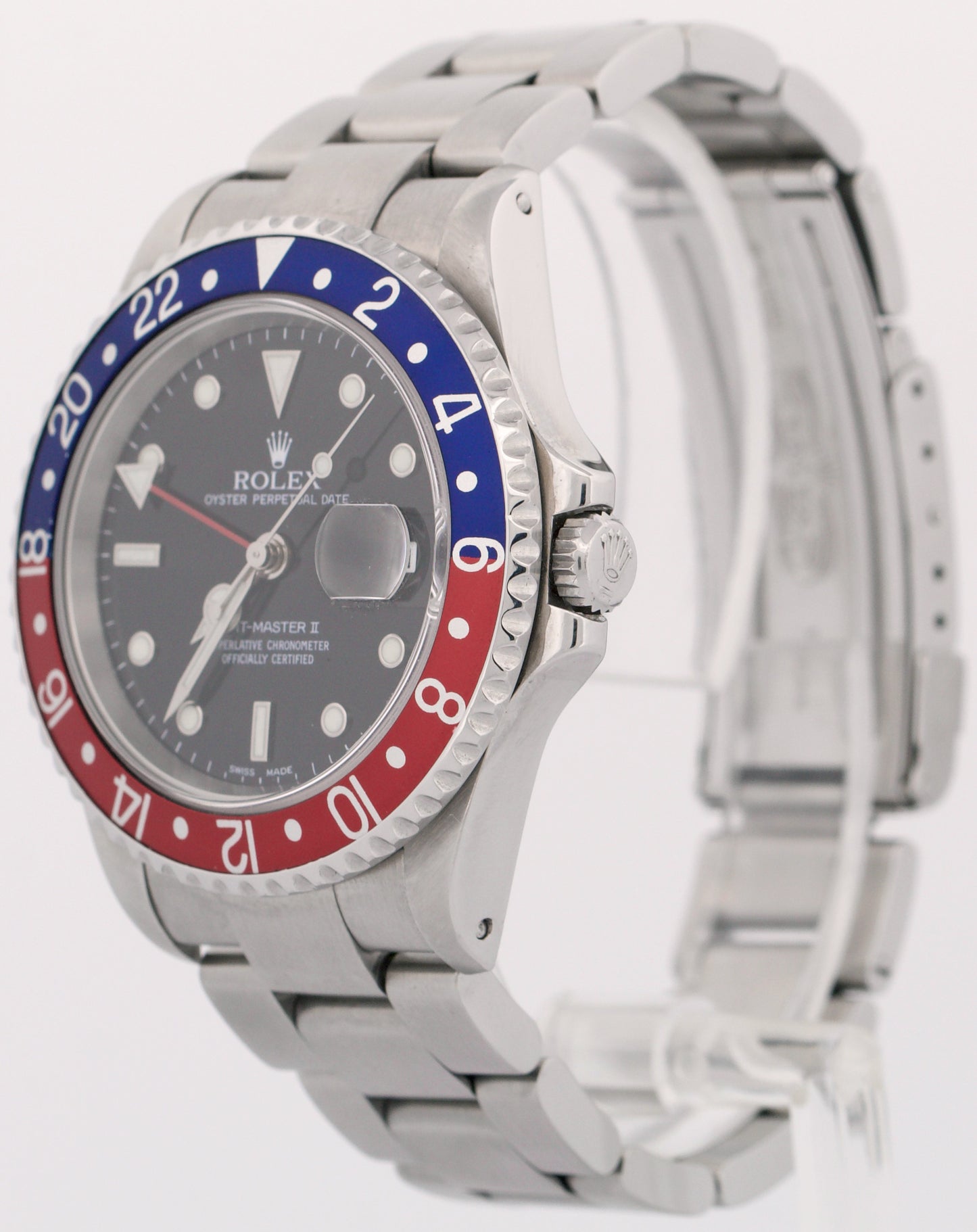 PAPERS Rolex GMT-Master II PEPSI Red Blue Stainless Steel 40mm 16710 Watch BOX