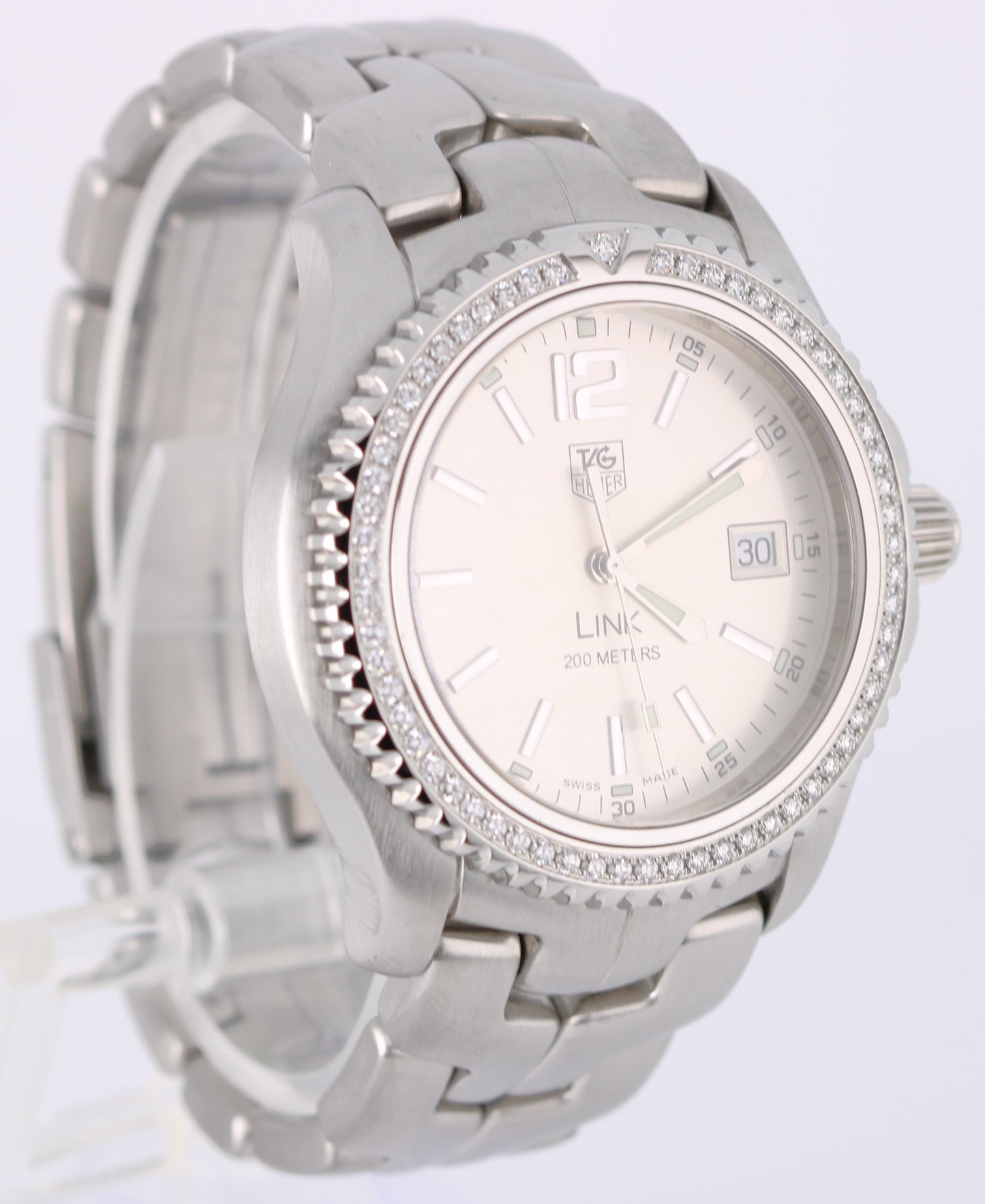 Tag Heuer LINK PAPERS Steel DIAMOND Silver 42mm WT111E Quartz Watch BOX