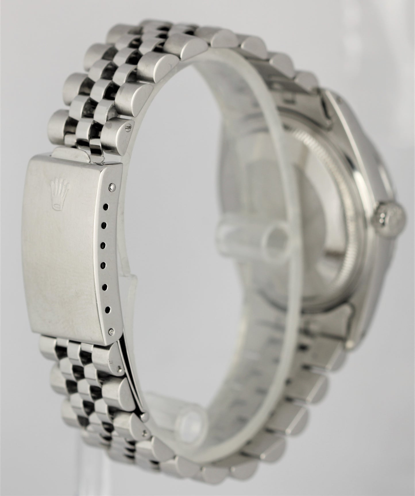 Vintage Rolex Datejust 36 Steel Engine Turned Jubilee Black 36mm 16030 Watch