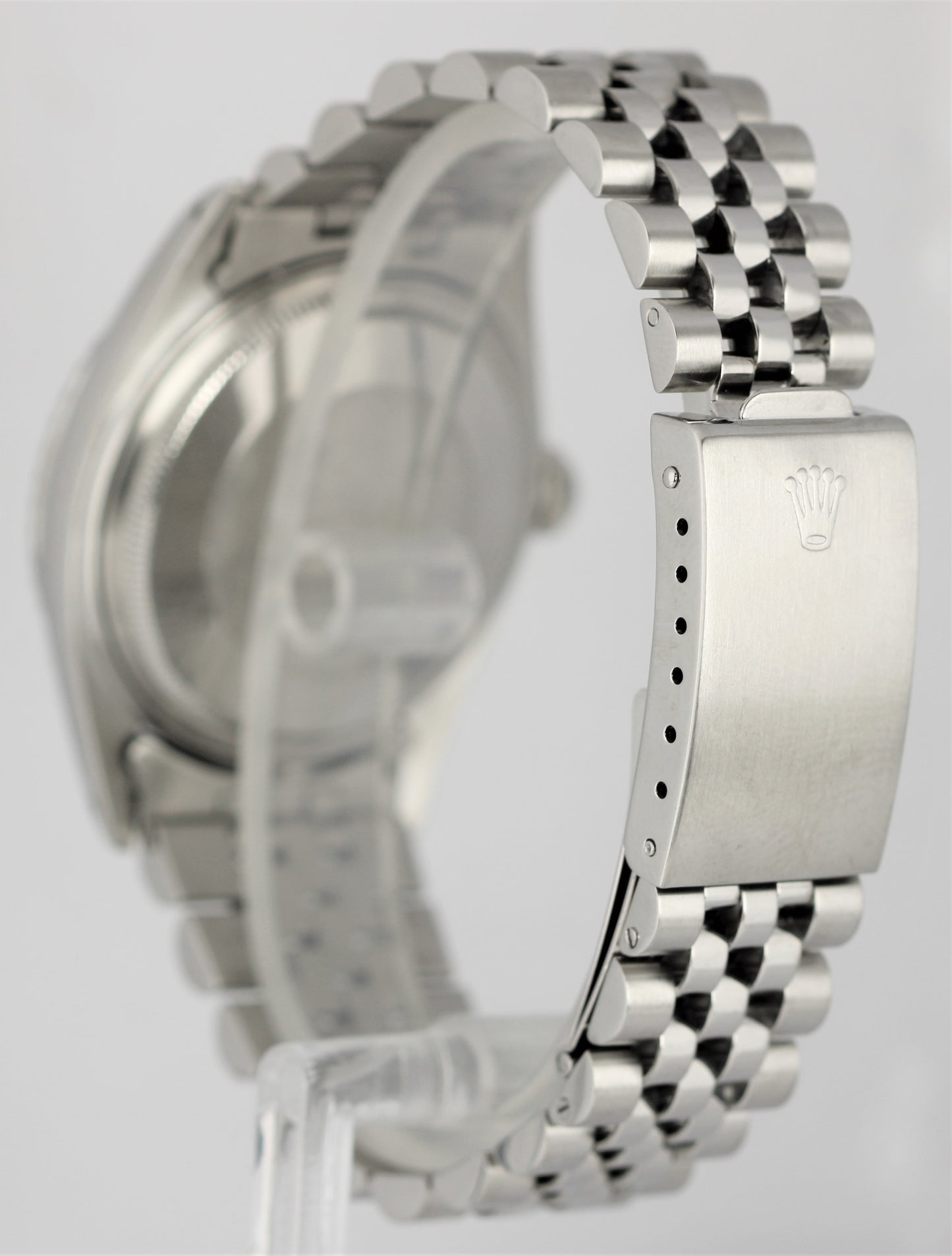Vintage Rolex Datejust 36 Steel Engine Turned Jubilee Black 36mm 16030 Watch