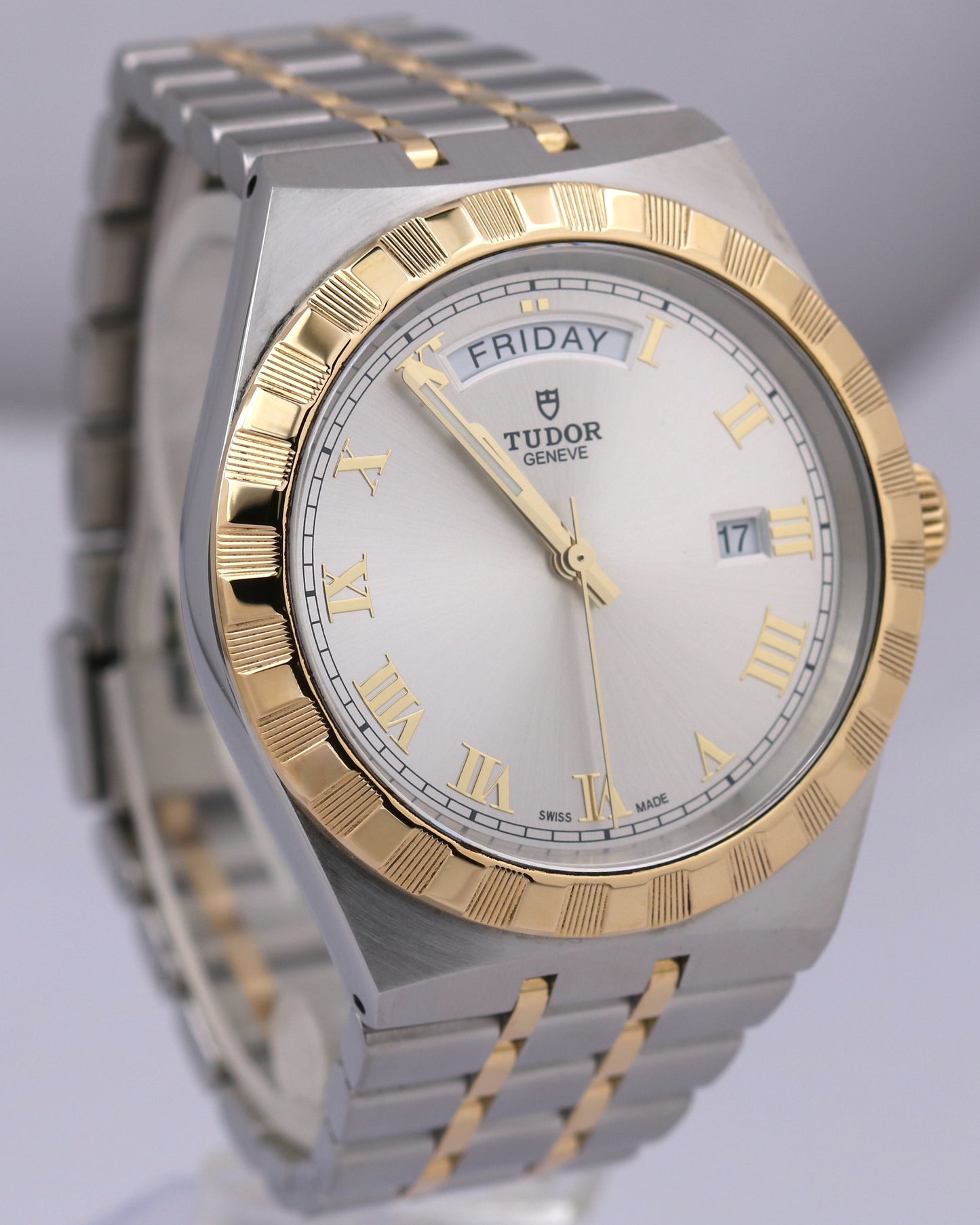 Tudor Royal Two-Tone SILVER ROMAN 18K Gold Steel 41mm Automatic Date 28603 Watch