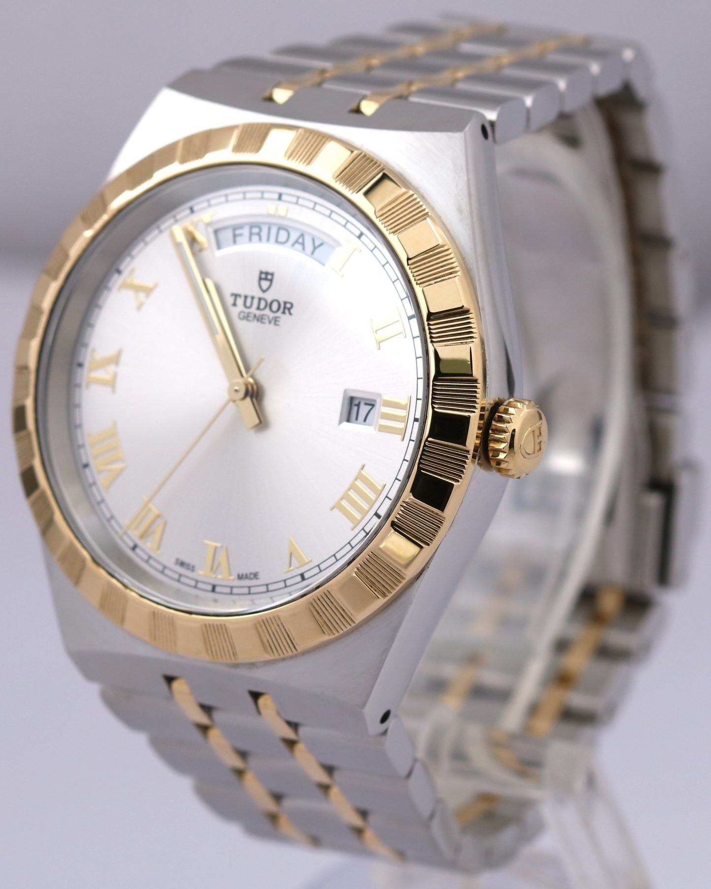 Tudor Royal Two-Tone SILVER ROMAN 18K Gold Steel 41mm Automatic Date 28603 Watch