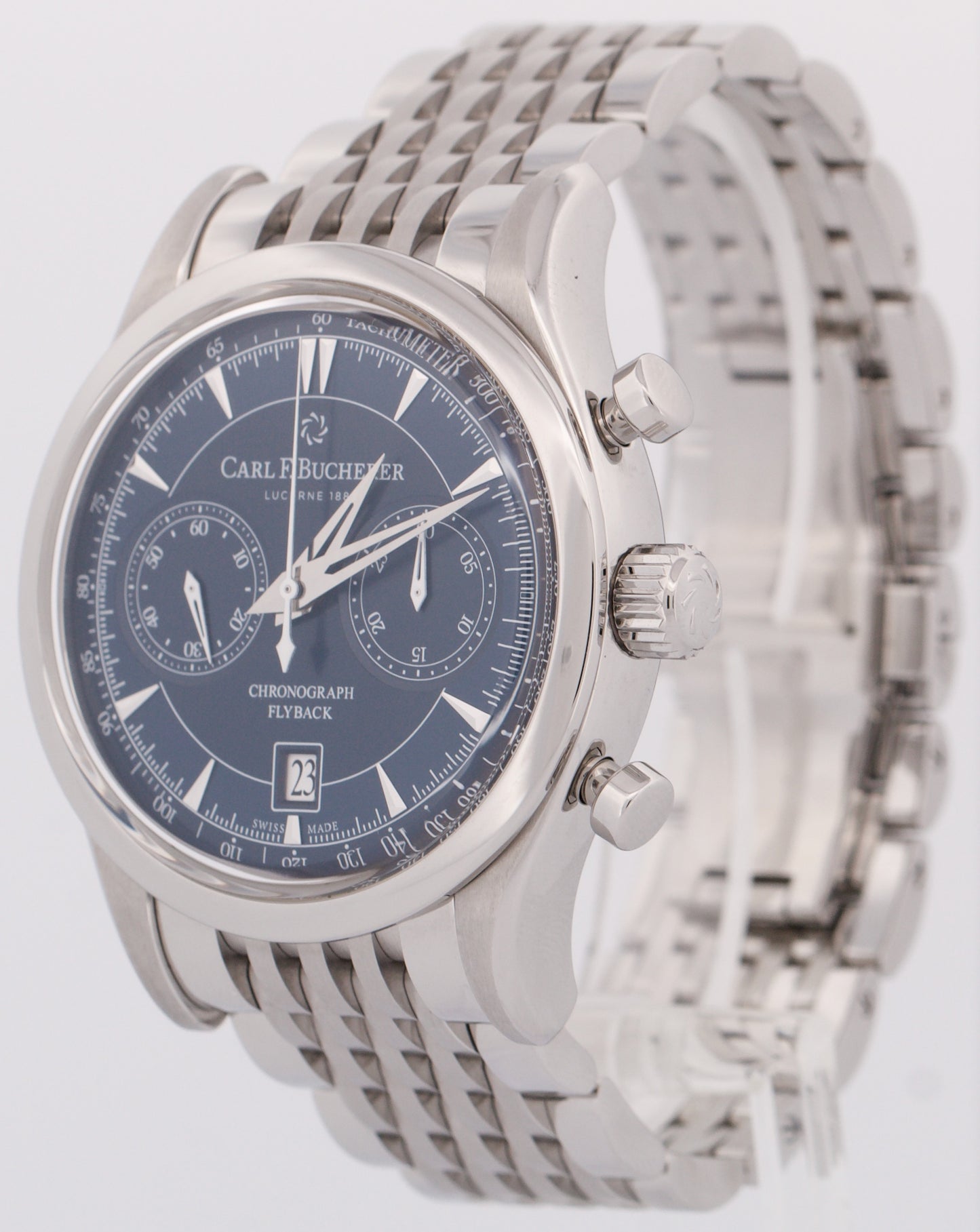 PAPERS Carl F. Bucherer Manero Flyback 43mm BLUE Stainless 00.10919.08.53.21 BOX