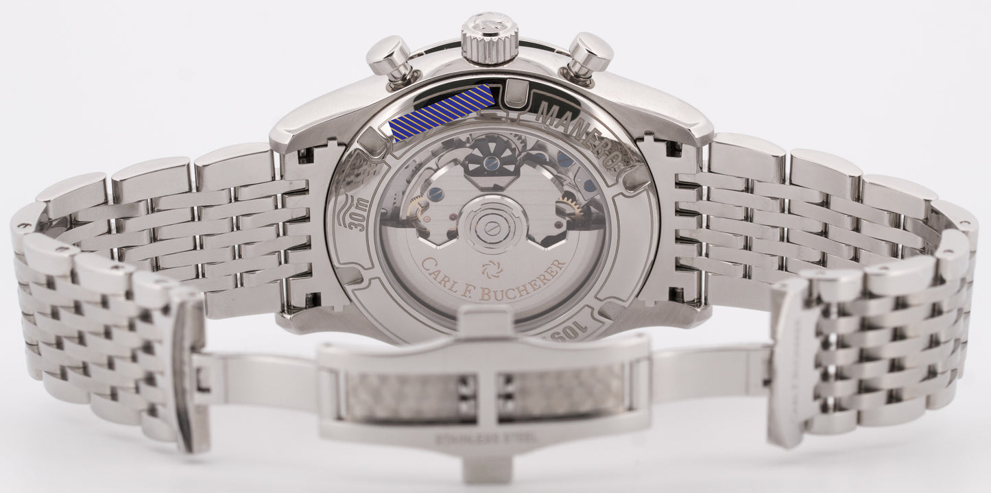 PAPERS Carl F. Bucherer Manero Flyback 43mm BLUE Stainless 00.10919.08.53.21 BOX