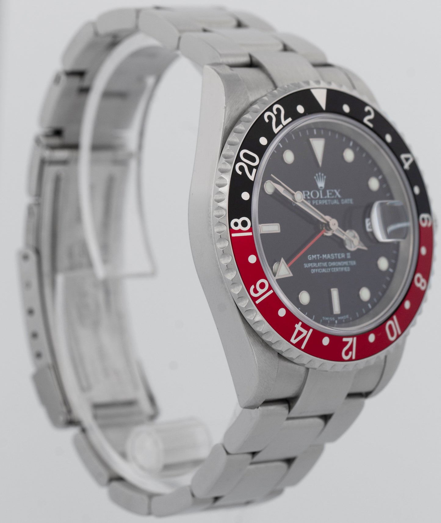 Rolex GMT-Master II 40mm COKE Red Black NO-HOLES Stainless Oyster Watch 16710