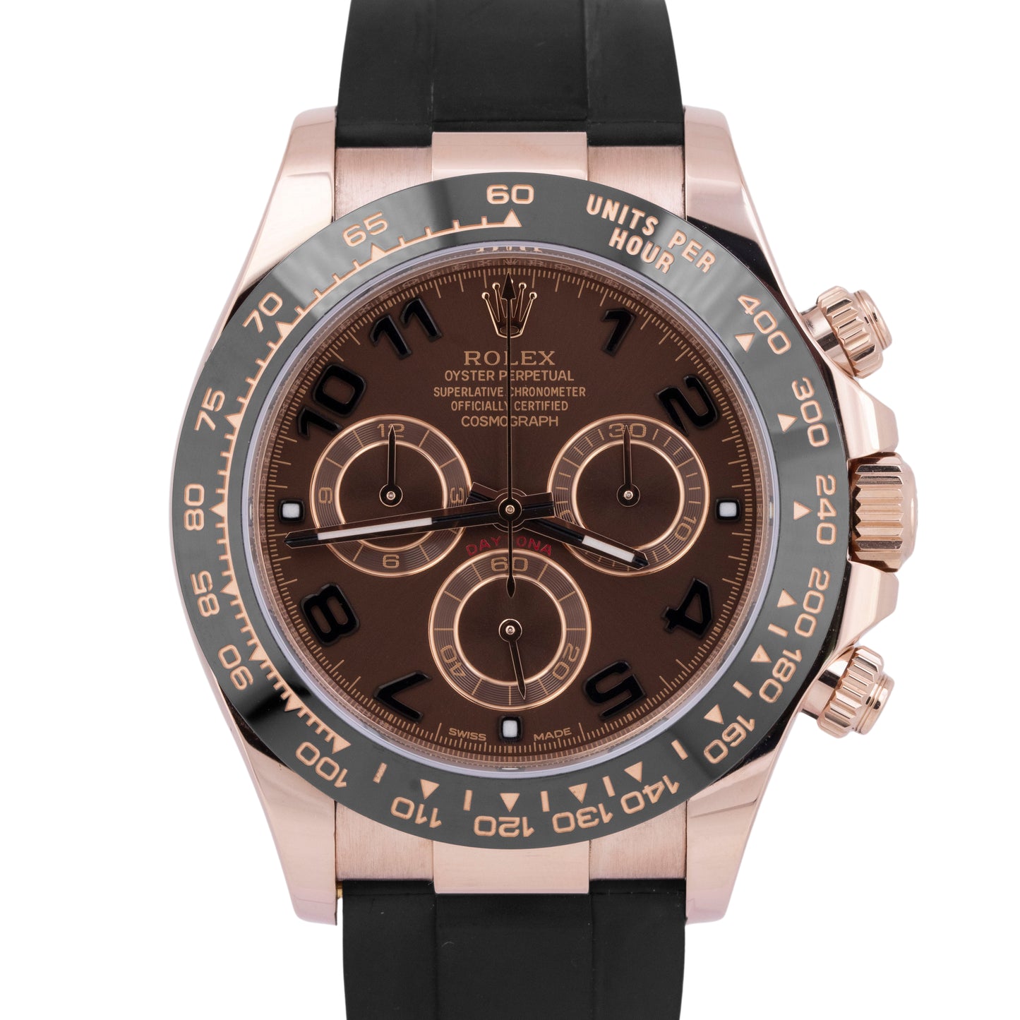 MINT PAPERS Rolex Daytona CHOCOLATE Arabic Rose Gold 116515 40mm Oysterflex BOX