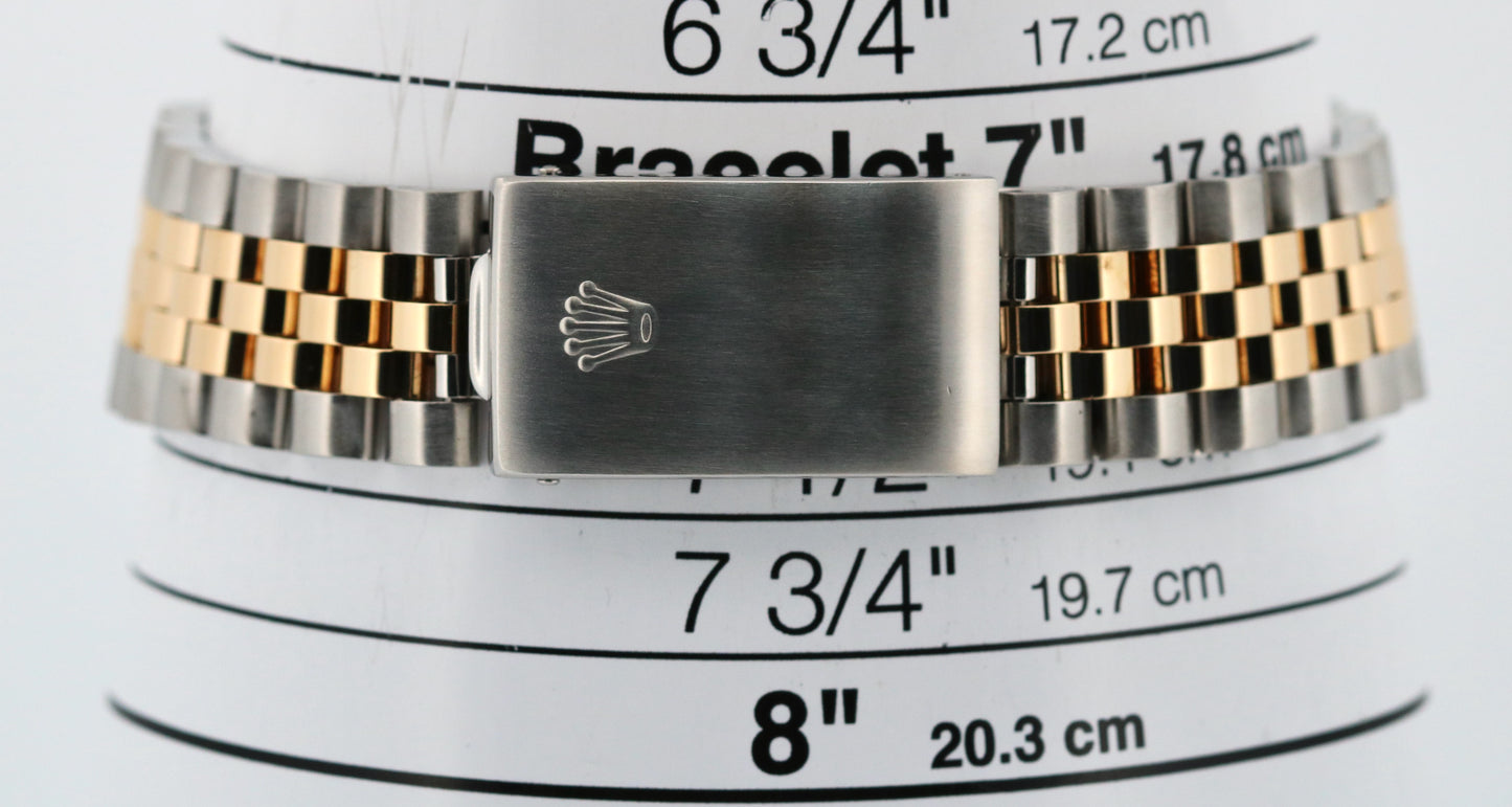 Rolex DateJust 36mm BLACK 18K Yellow Gold JUBILEE Stainless Steel 16233 Watch