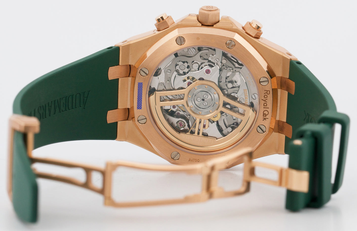 PAPERS Audemars Piguet Royal Oak Chrono GREEN 18K Rose Gold Watch 26240OR BOX