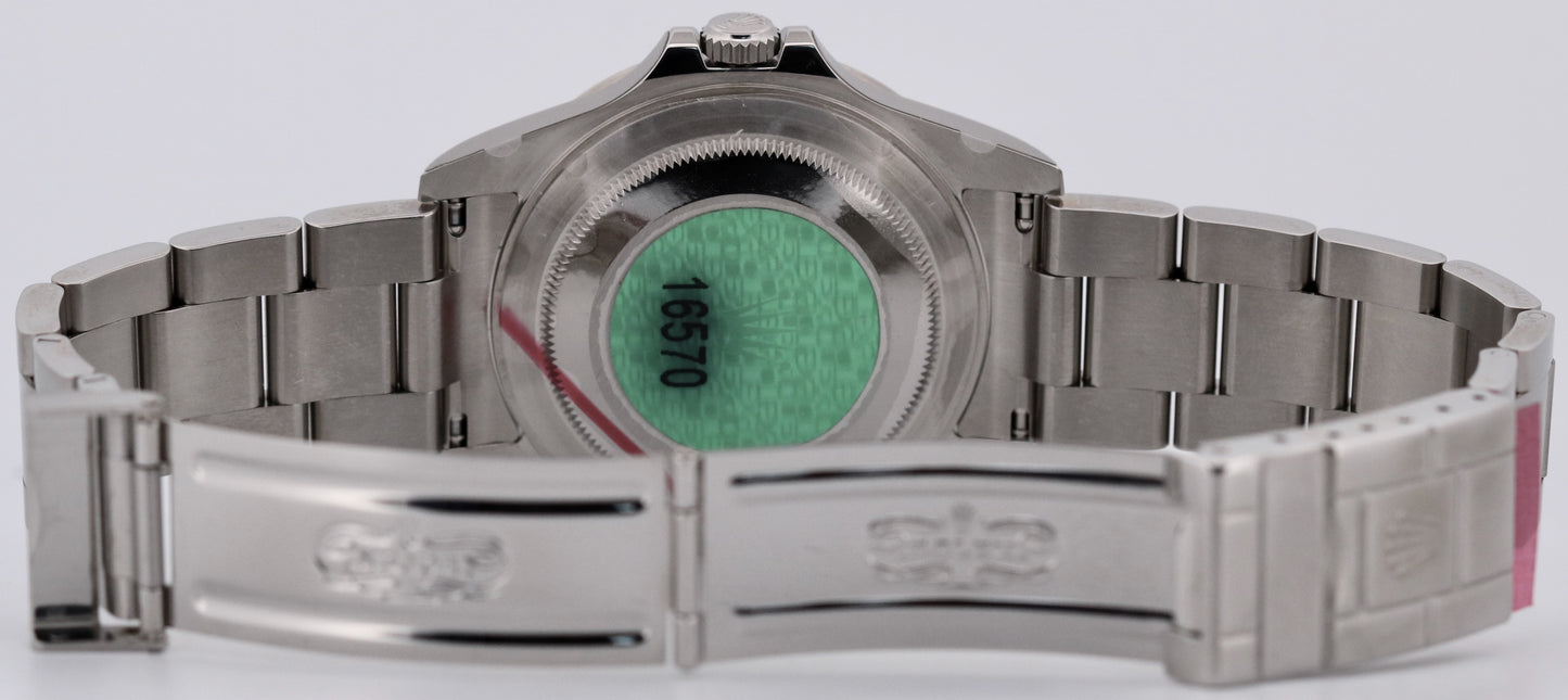 NOS SEALED UNWORN Rolex Explorer II 16570 40mm POLAR WHITE NO-HOLES Watch CARD