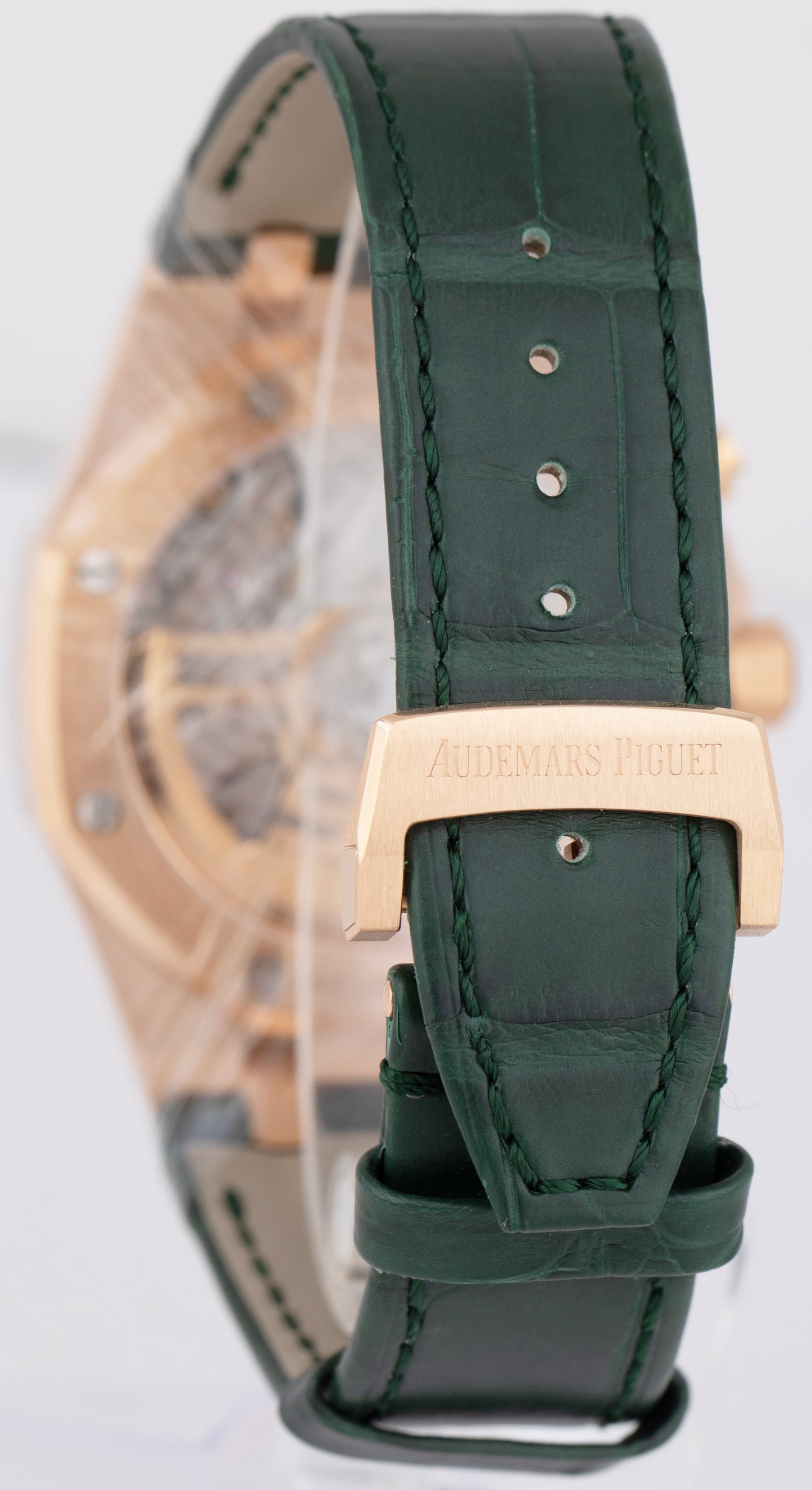 BRAND NEW Audemars Piguet Royal Oak Chrono Green 18K Rose Gold Watch 26240OR B+P
