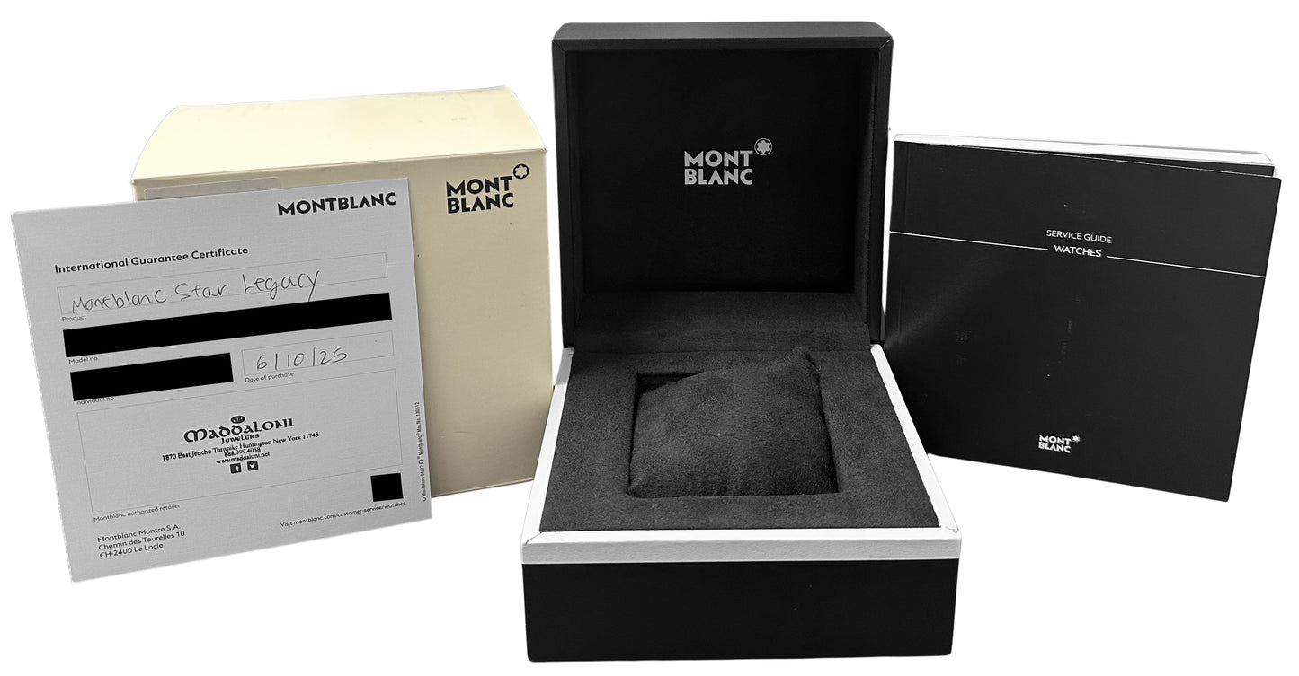 JUNE 2025 PAPERS Montblanc Star Legacy Steel Blue 39mm MB129628 Watch BOX